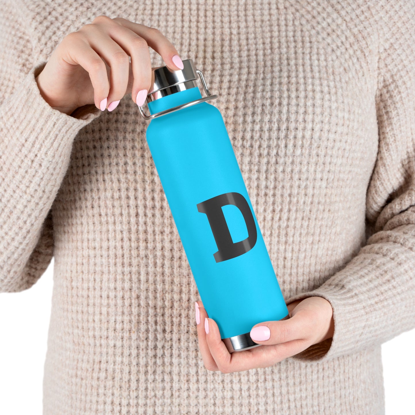 Personalized Copper Insulated Water Bottle, 22oz - "D" Custom Monogram