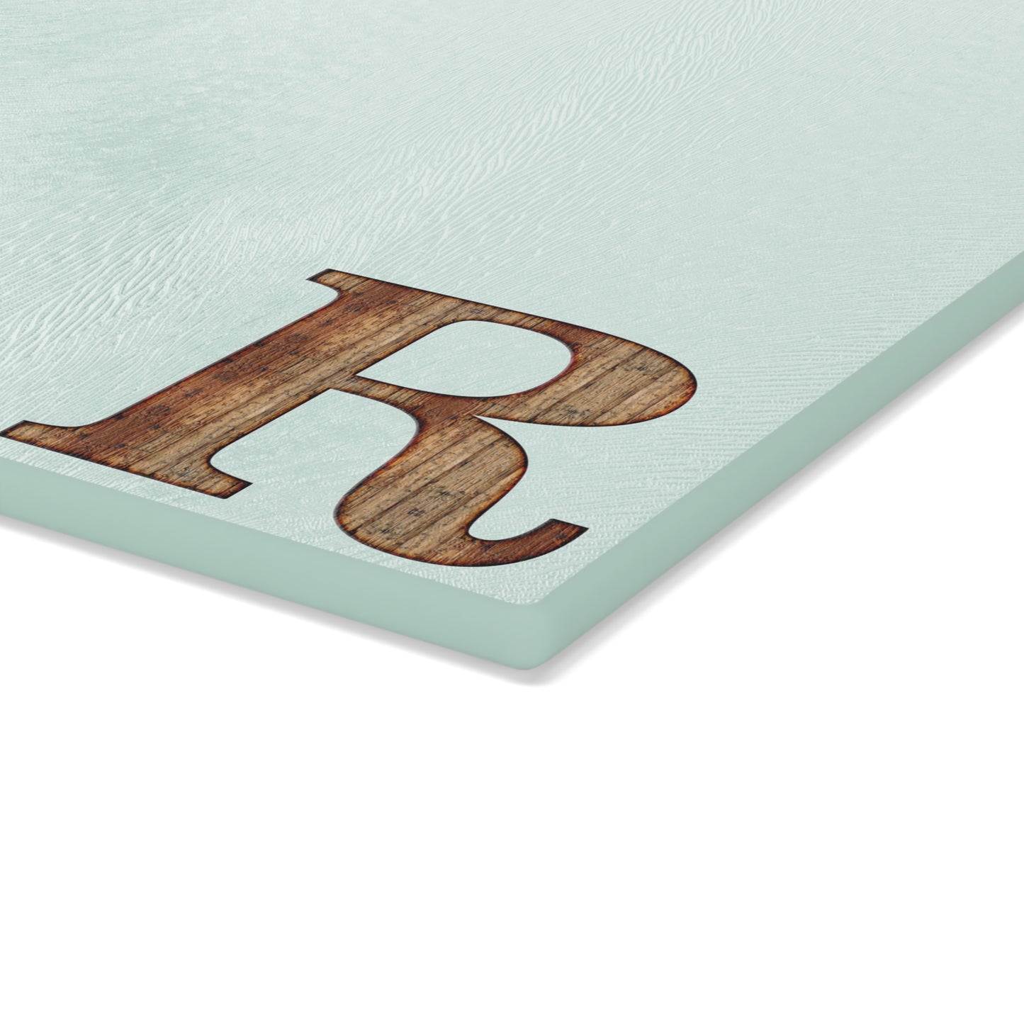 Monogram Glass Cutting Board – Mint or Clear with Wood-Style 'R' Corner
