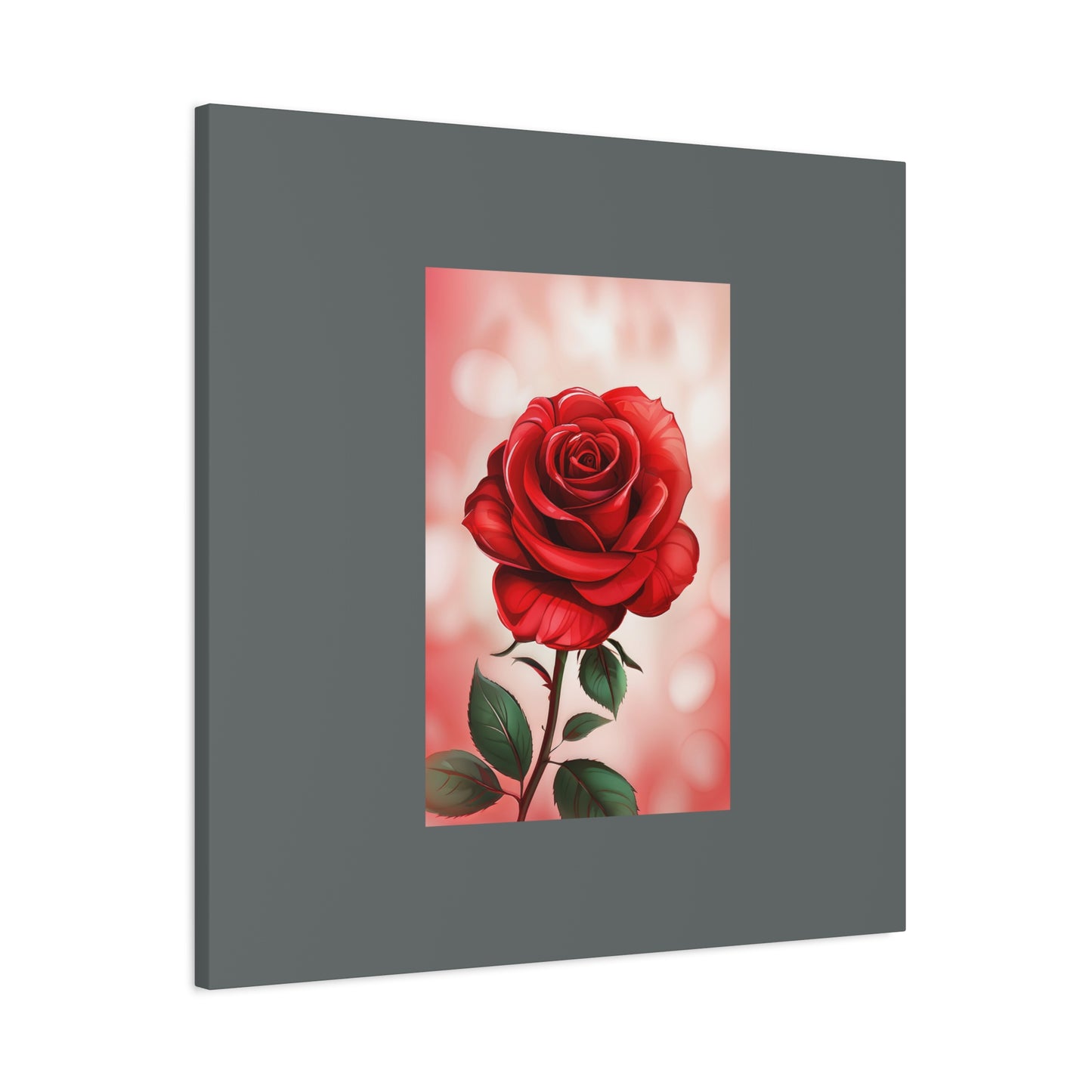Red Rose Vertical Matte Canvas Print — Romantic Floral Wall Art