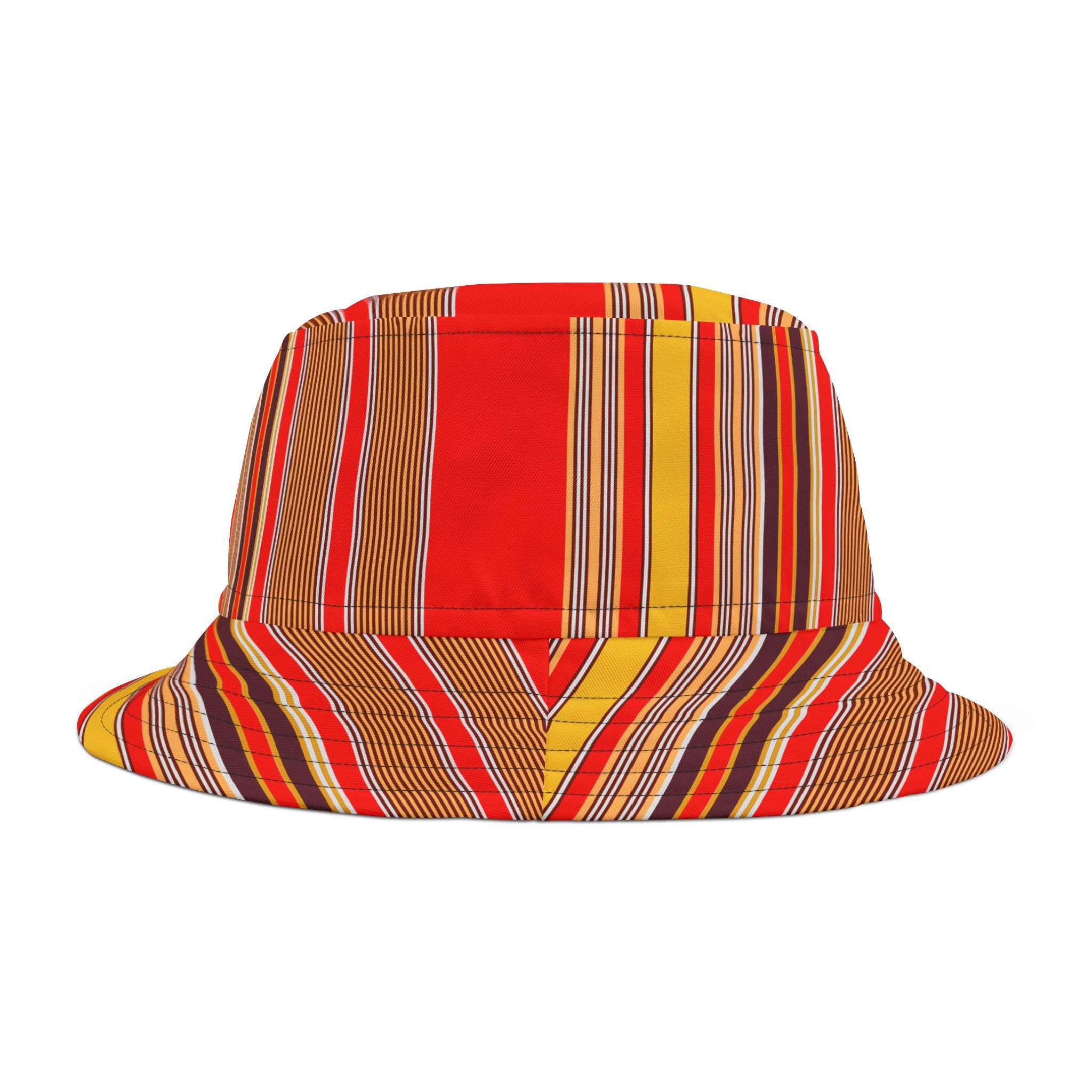 Red Stripe Pattern Bucket Hat — Vibrant Summer Sun Hat