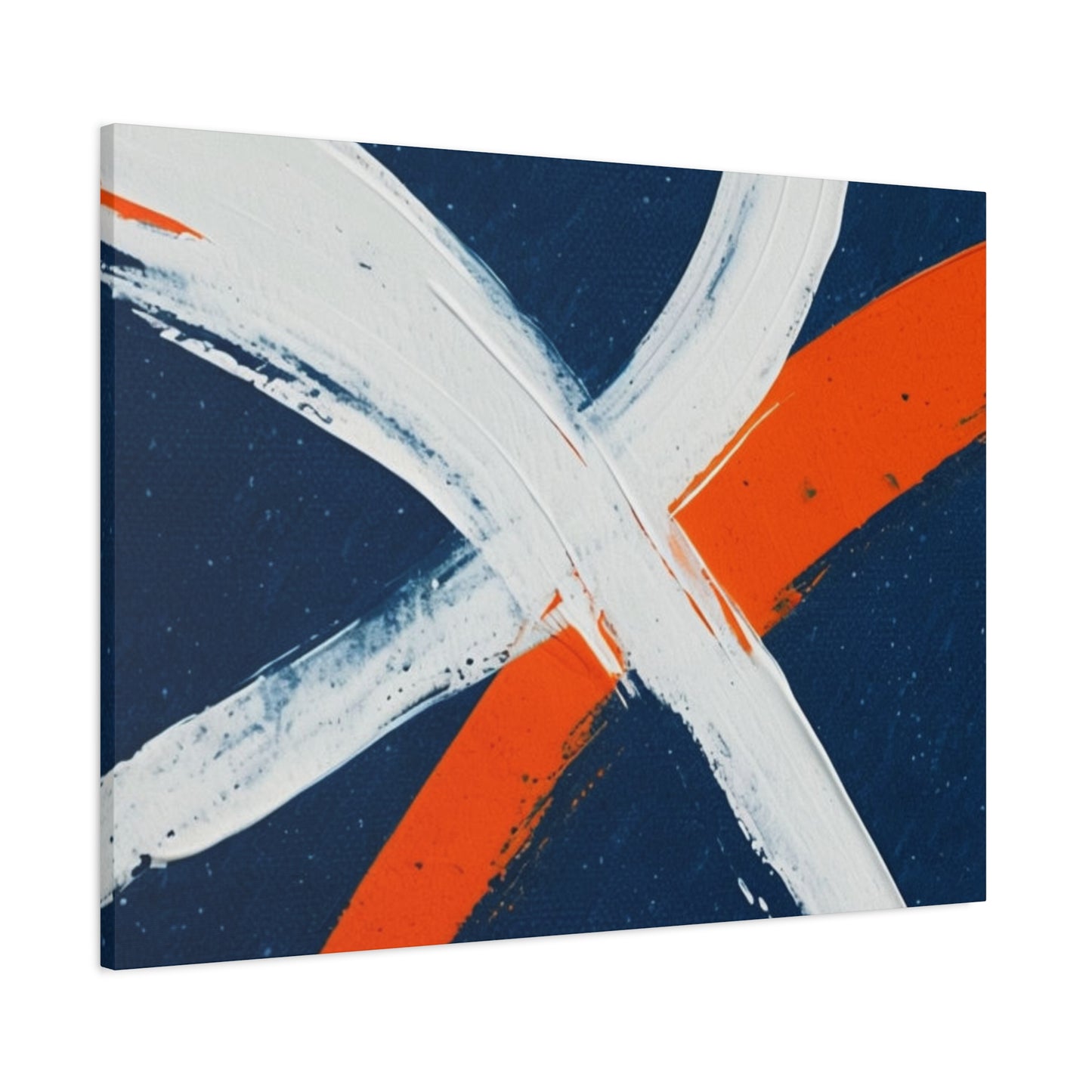 Abstract Navy & Orange Brushstroke Canvas