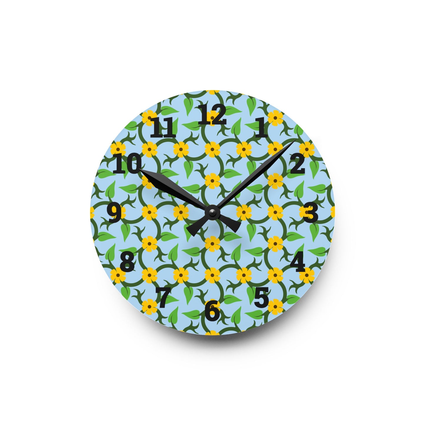Vibrant Floral Acrylic Wall Clock, Modern Home Decor, Kitchen Wall Art