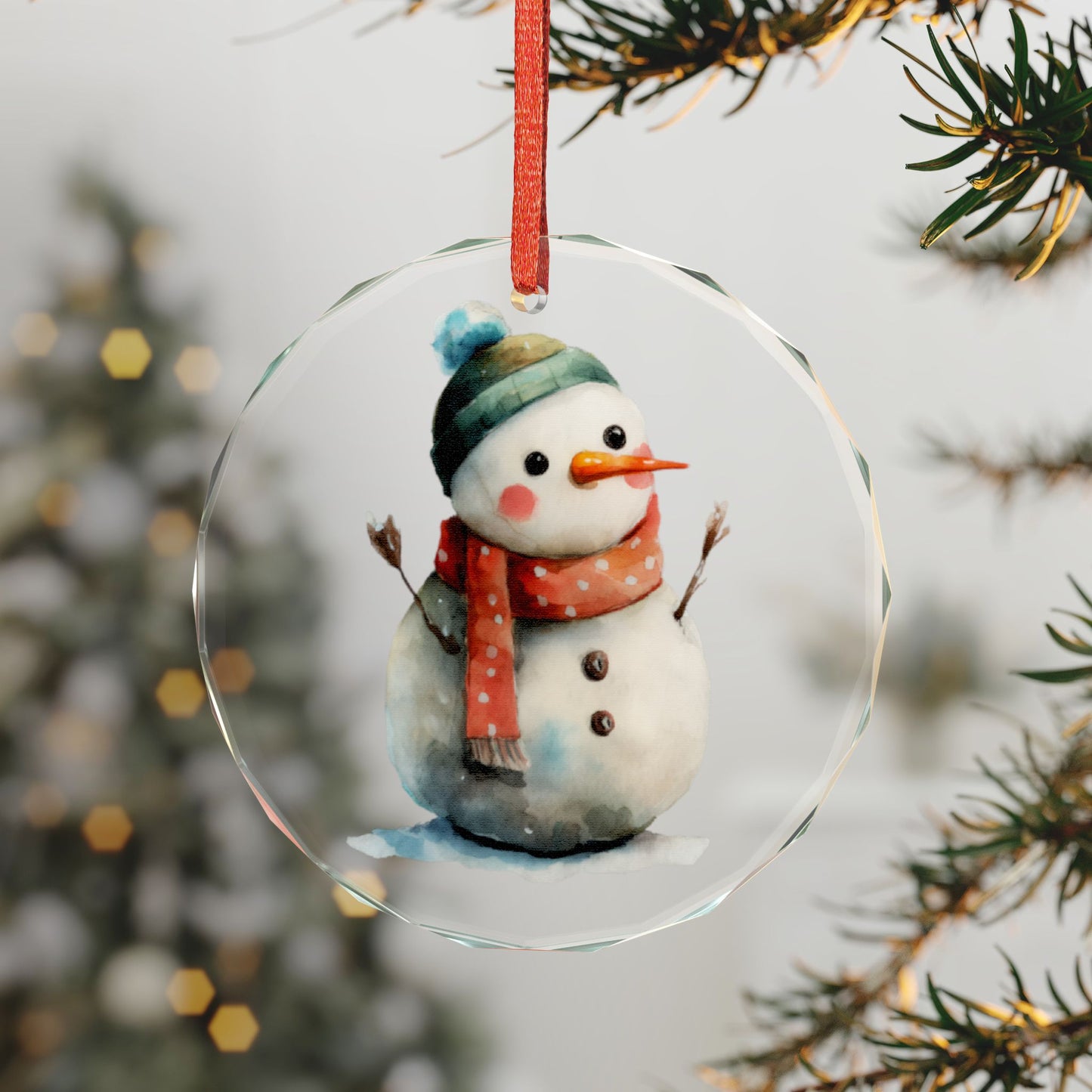 Crystal Heart Ornament — Cute Snowman Holiday Decoration