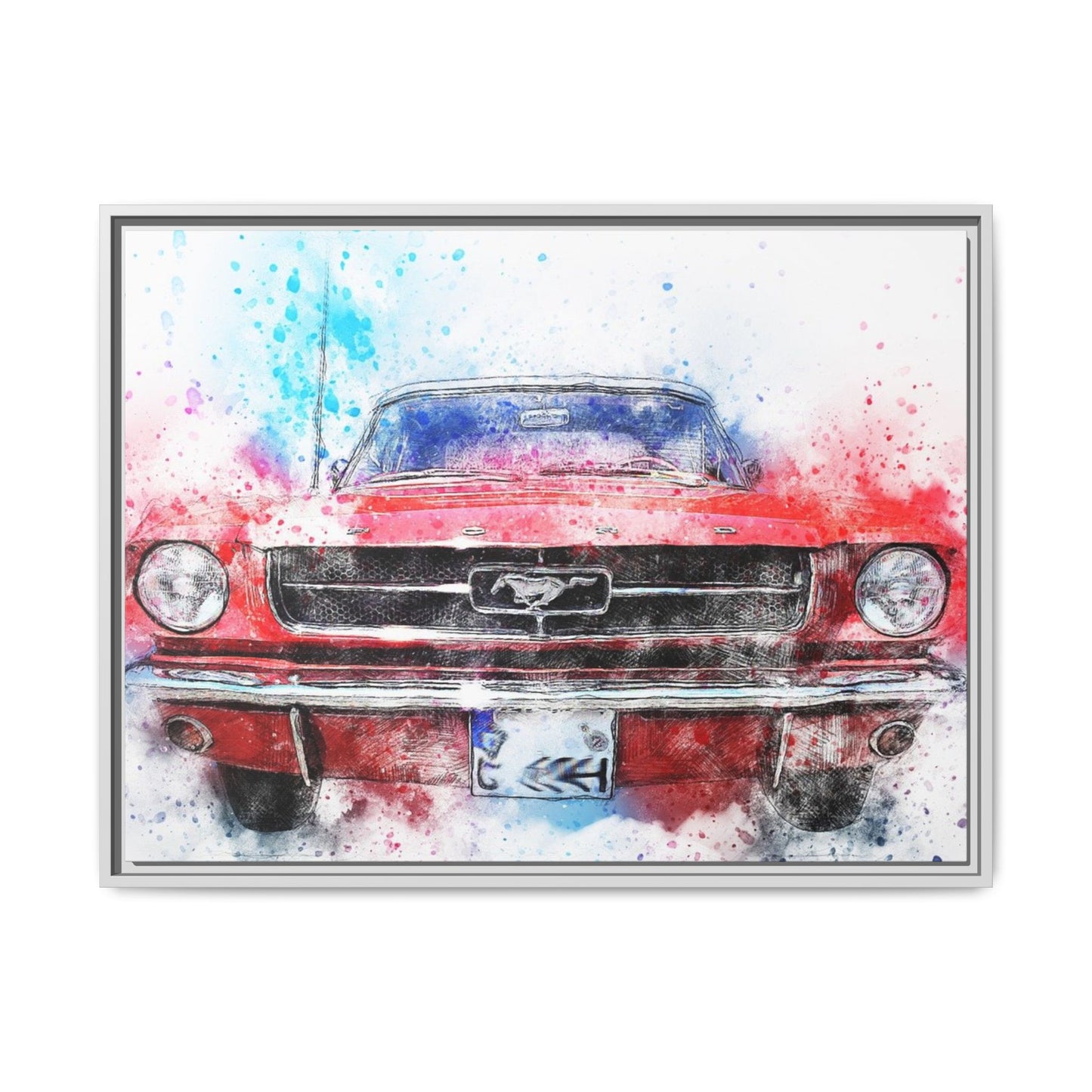 Matte Canvas, Framed Mustang Car