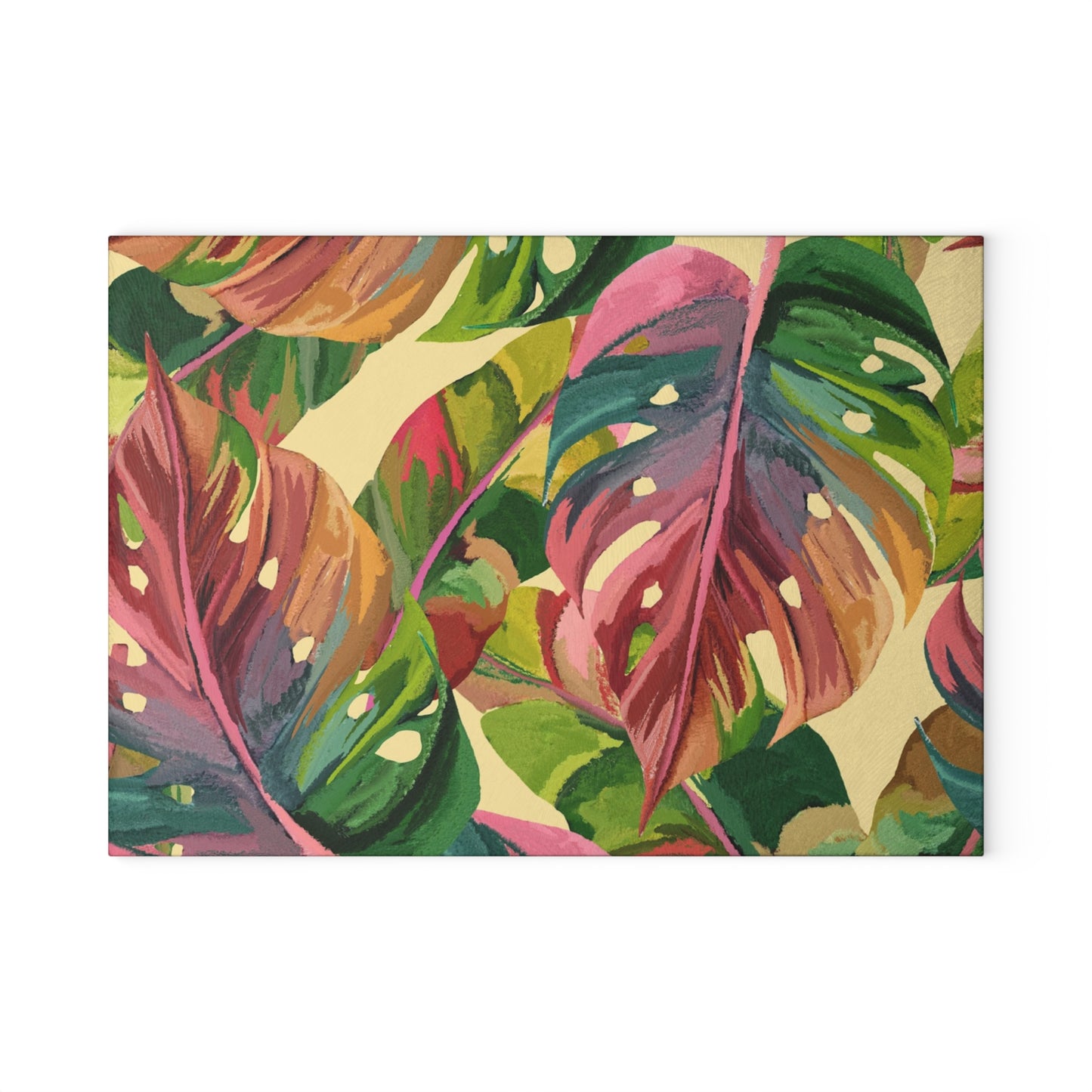 Tropical Leaf Glass Cutting Board, Kitchen Decor