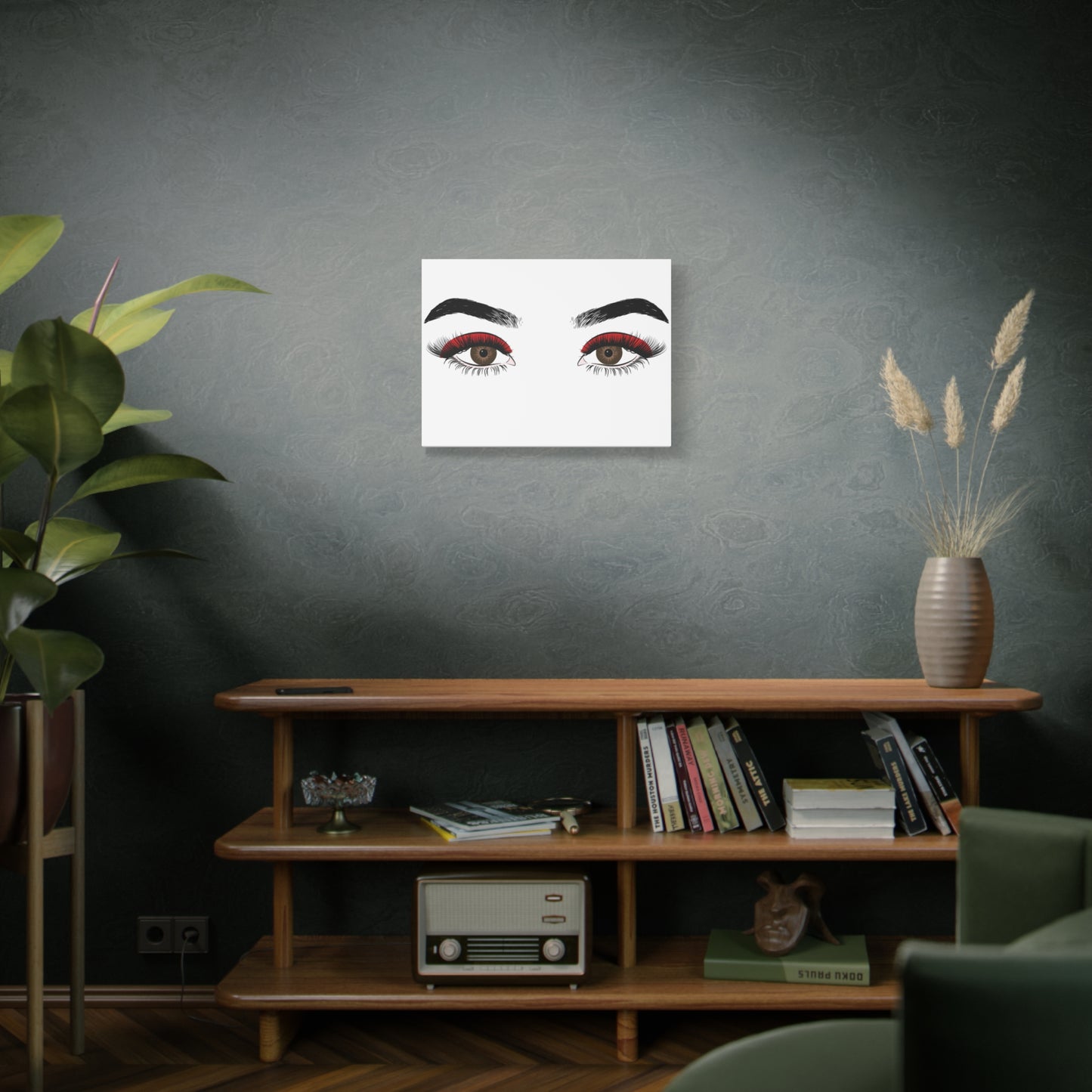 Red Lashes Wall Art Canvas — Glam Eyes Makeup Decor