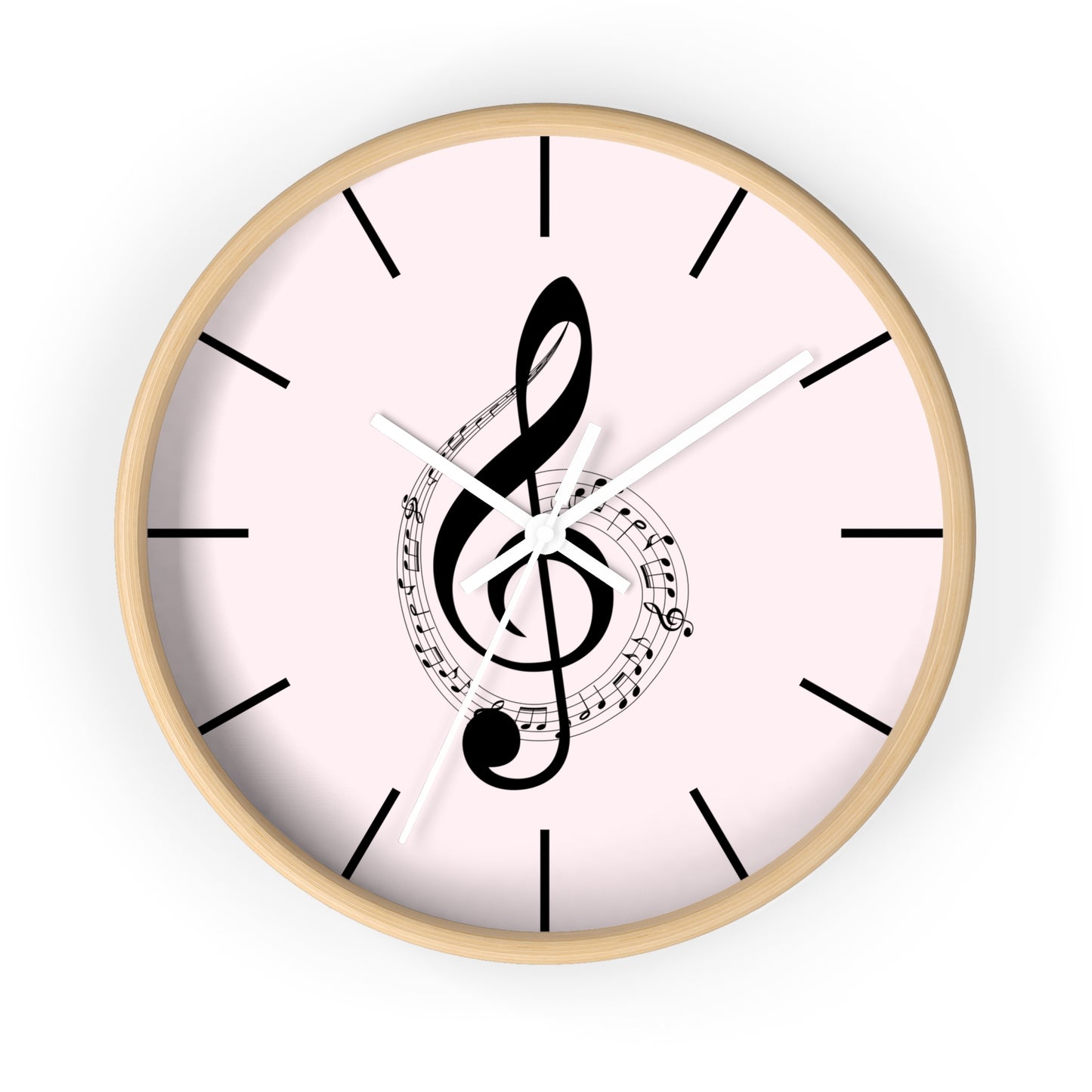 Musical Treble Clef Wall Clock — Pink Music Note Timepiece for Music Lovers