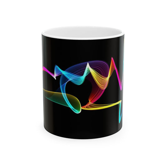 Neon Wave Ceramic Mug – Colorful Abstract Smoke Design (11oz & 15oz)