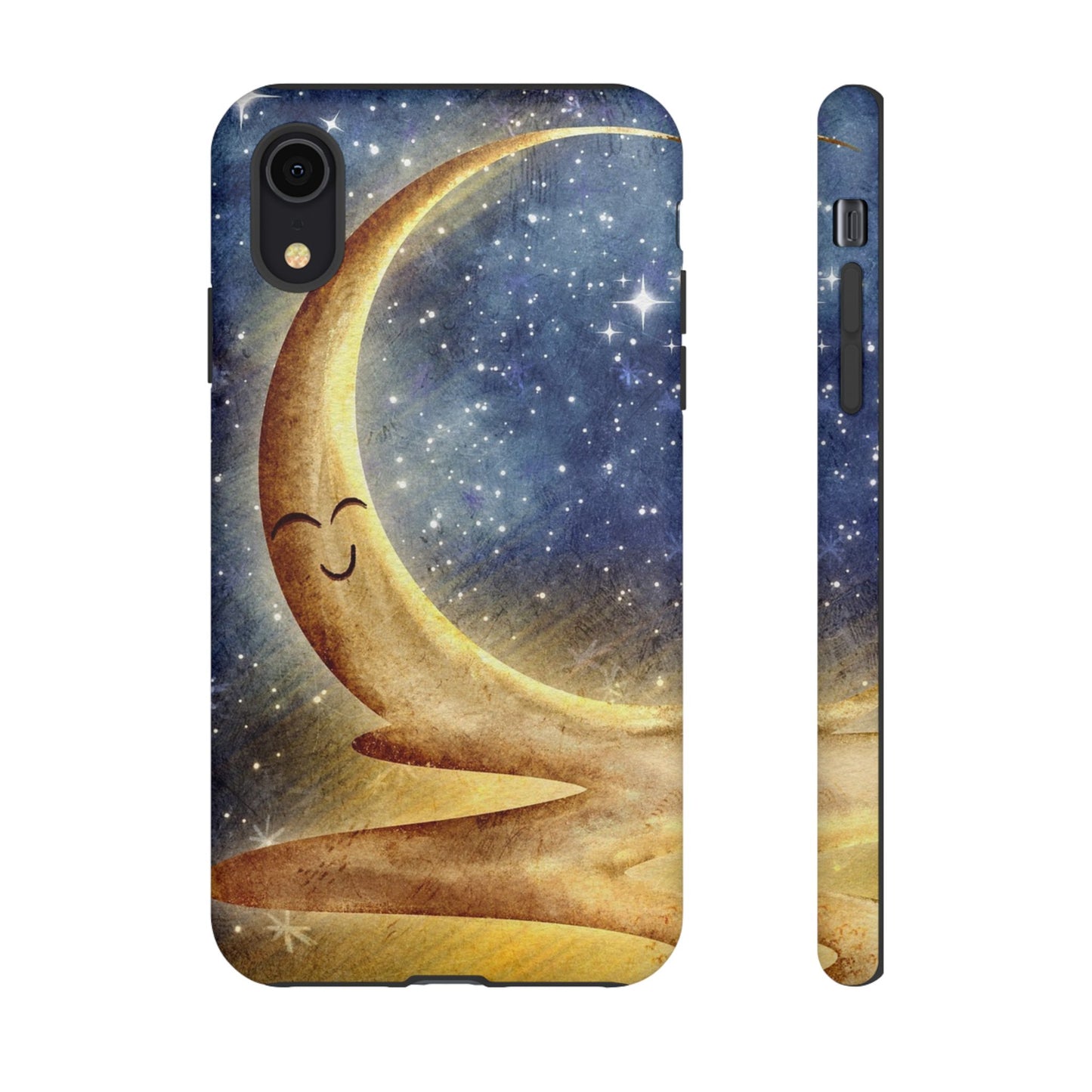 Moonlit Smile Phone Case — Starry Night Crescent Moon iPhone Cover