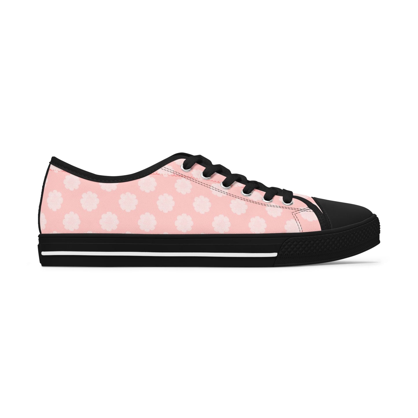 Pink Daisy Low Top Sneakers —  Floral Canvas Casual Shoes