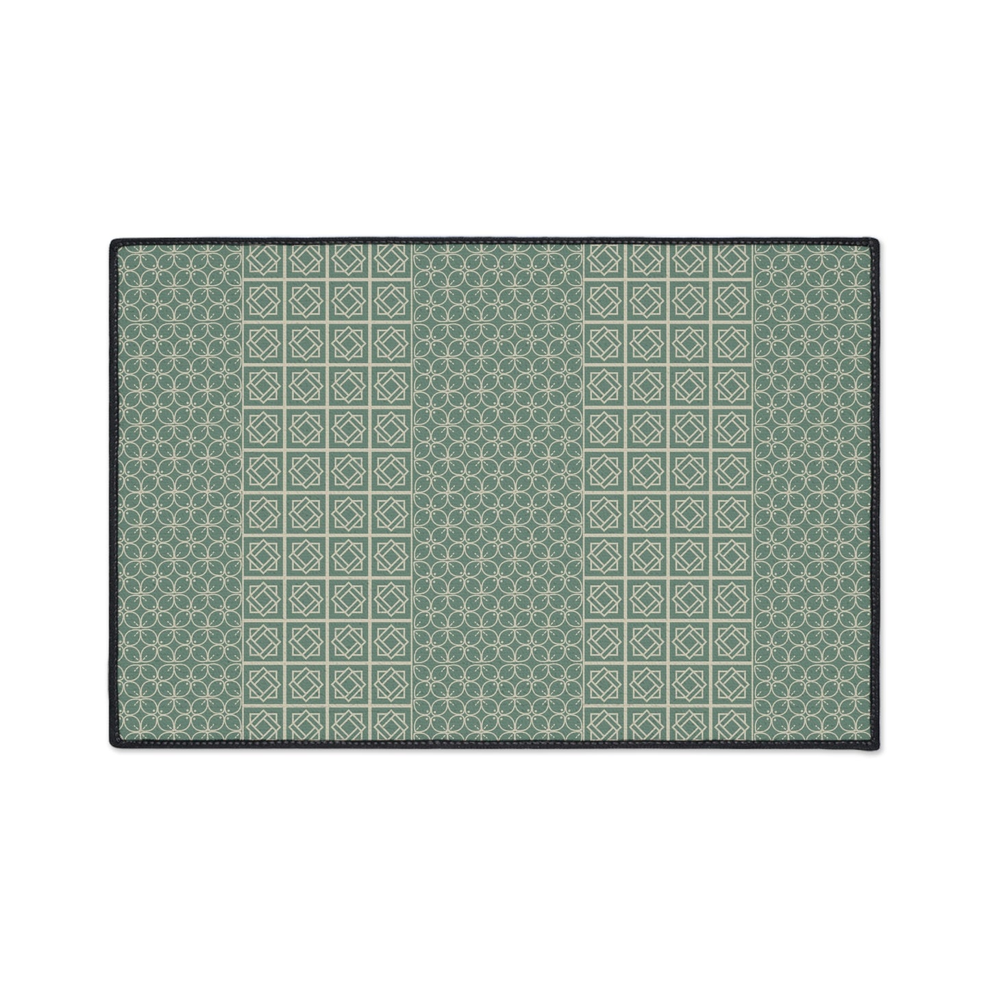 Green Geometric Heavy Duty Floor Mat — Durable Non-Slip Entry Rug