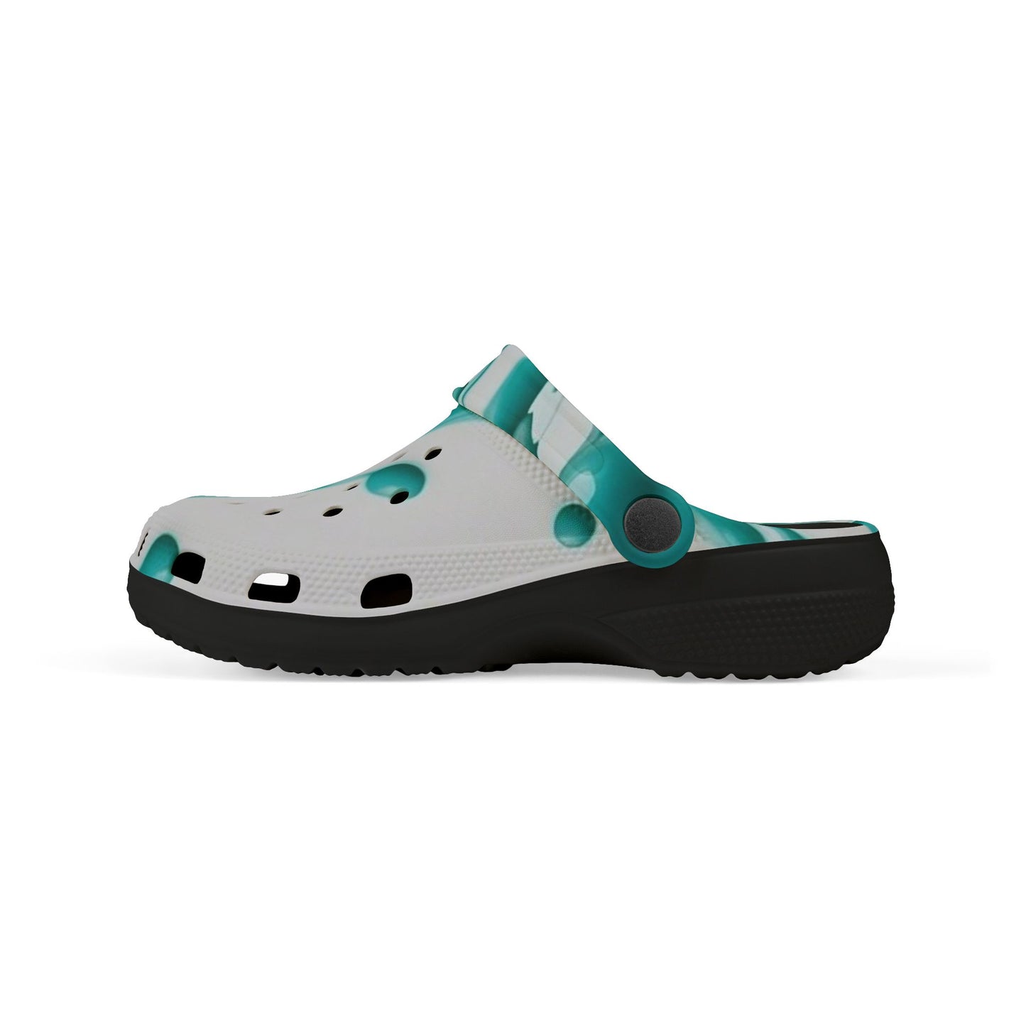 Kids Marble Aqua Foam Clogs — Watercolor Teal Slip-On Sandals