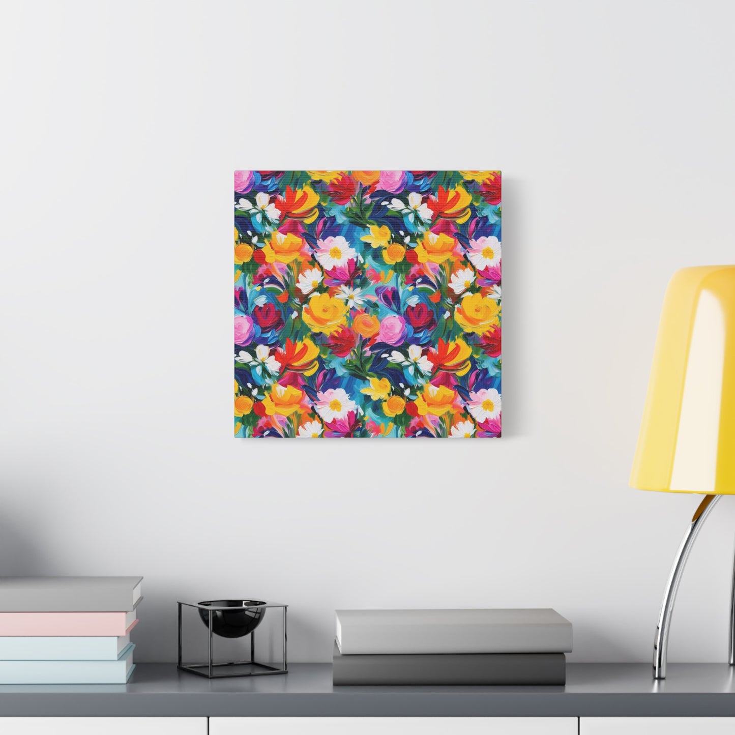 Vibrant Floral Matte Canvas Wall Art — Colorful Garden Print, Stretched 1.25"