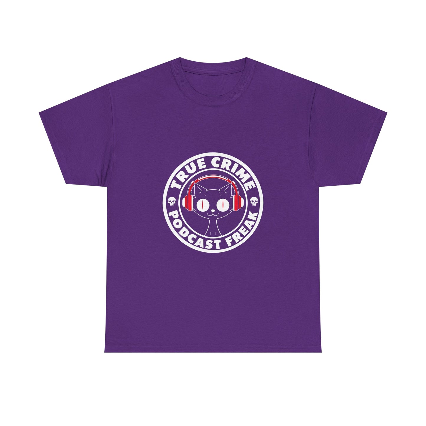 True Crime Podcast Tee — Cat with Headphones Logo
