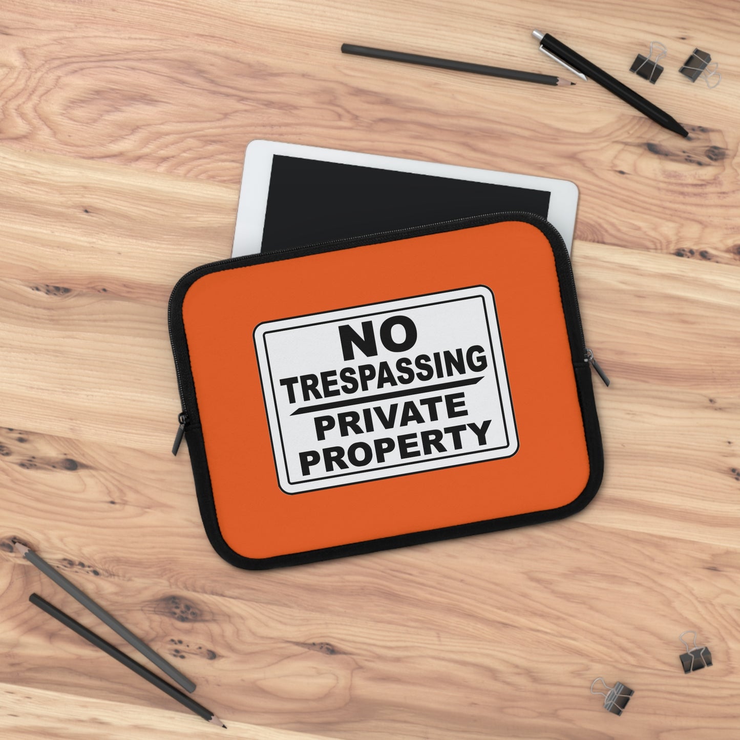 Bold Statement Laptop Sleeve - No Trespassing Design