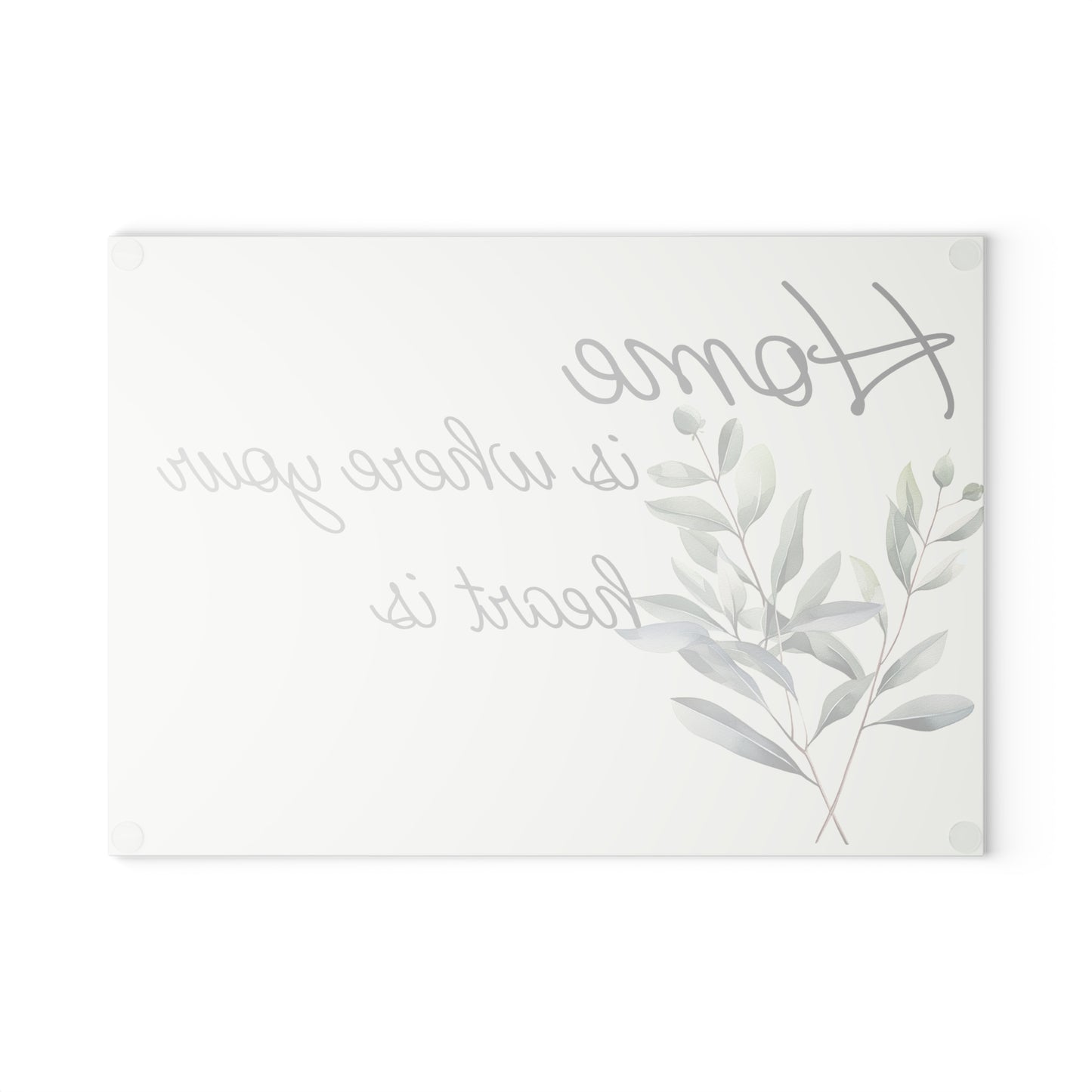 Home is Where Your Heart Is Glass Cutting Board, Kitchen Decor, Housewarming Gift, Wedding Present, Mother's Day Gift