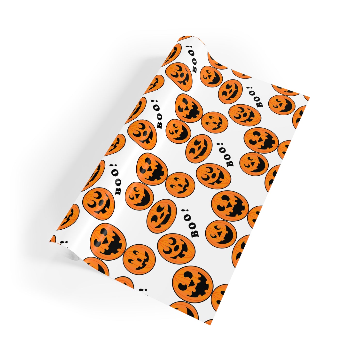 Halloween Gift Wrapping Paper Roll, Spooky Pumpkin Design for Kids, Boo! Pattern, Holiday Party Supplies, Trick or Treat Decor
