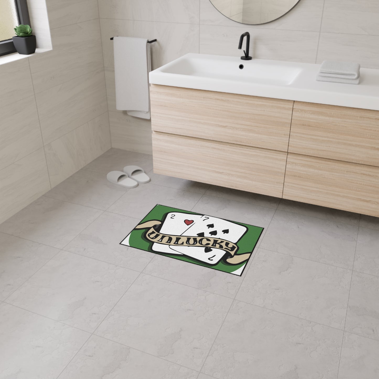 Unlucky Cards Heavy-Duty Floor Mat — Casino Poker Themed Entrance Rug