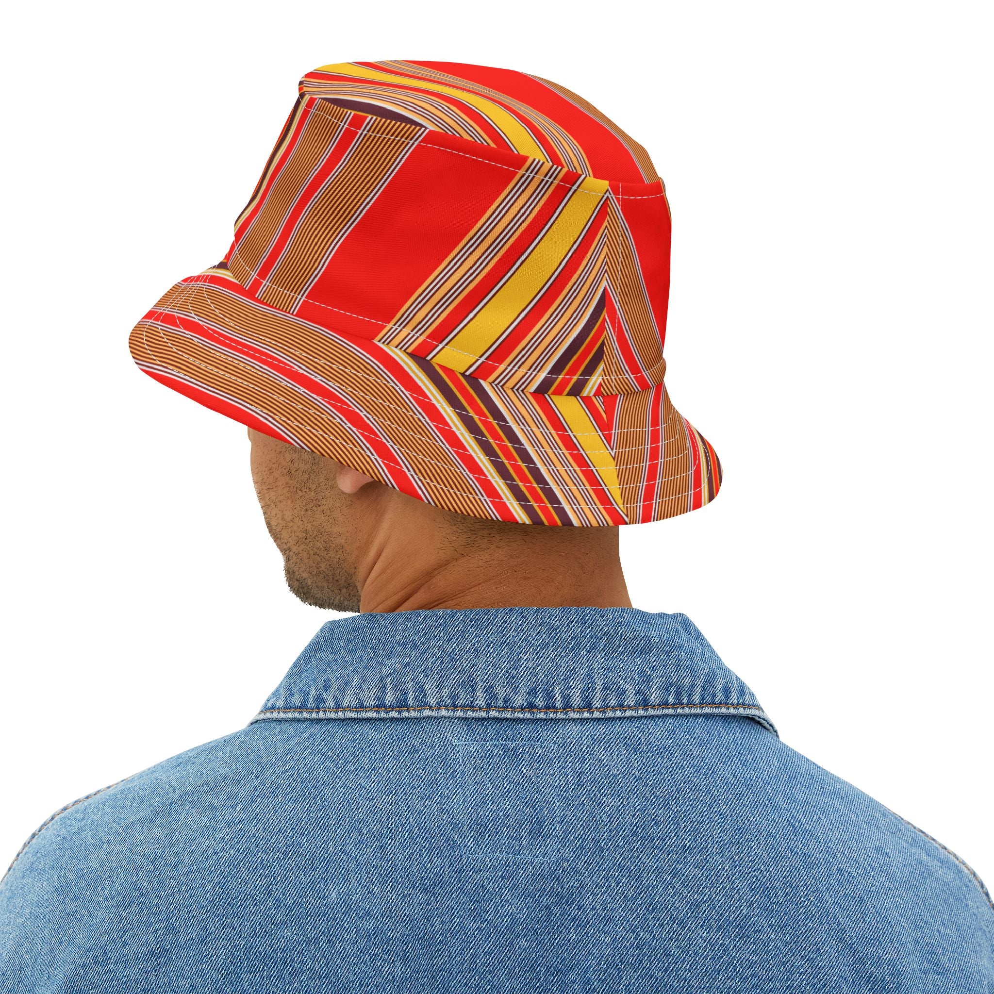 Red Stripe Pattern Bucket Hat — Vibrant Summer Sun Hat
