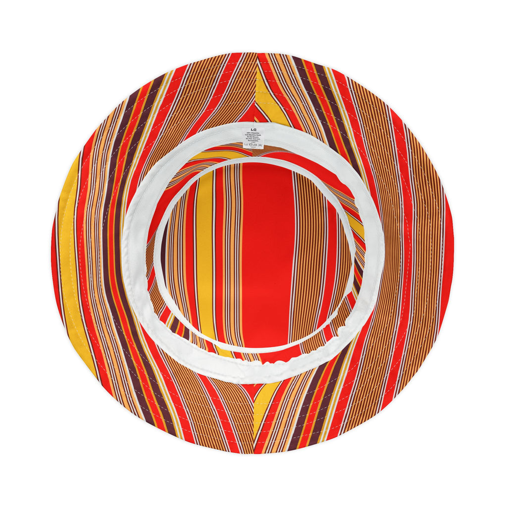 Red Stripe Pattern Bucket Hat — Vibrant Summer Sun Hat