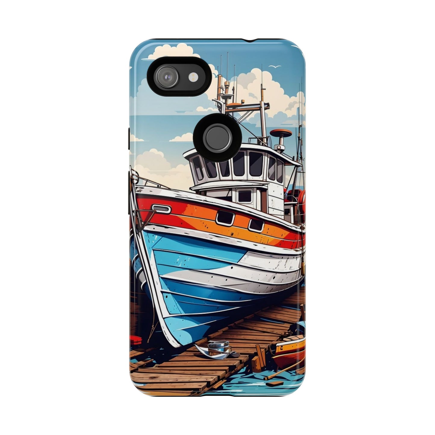 Colorful Fishing Boat Phone Case | Nautical Gift, Marine Design, Coastal Aesthetic, Summer Vibes, Sea Lover's Accessory
