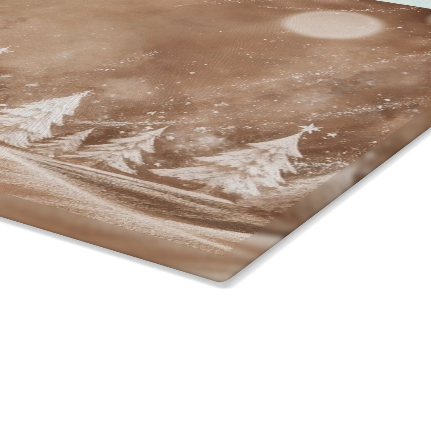 Winter Wonderland Glass Cutting Board – Snowy Pine Trees Holiday Kitchen Decor
