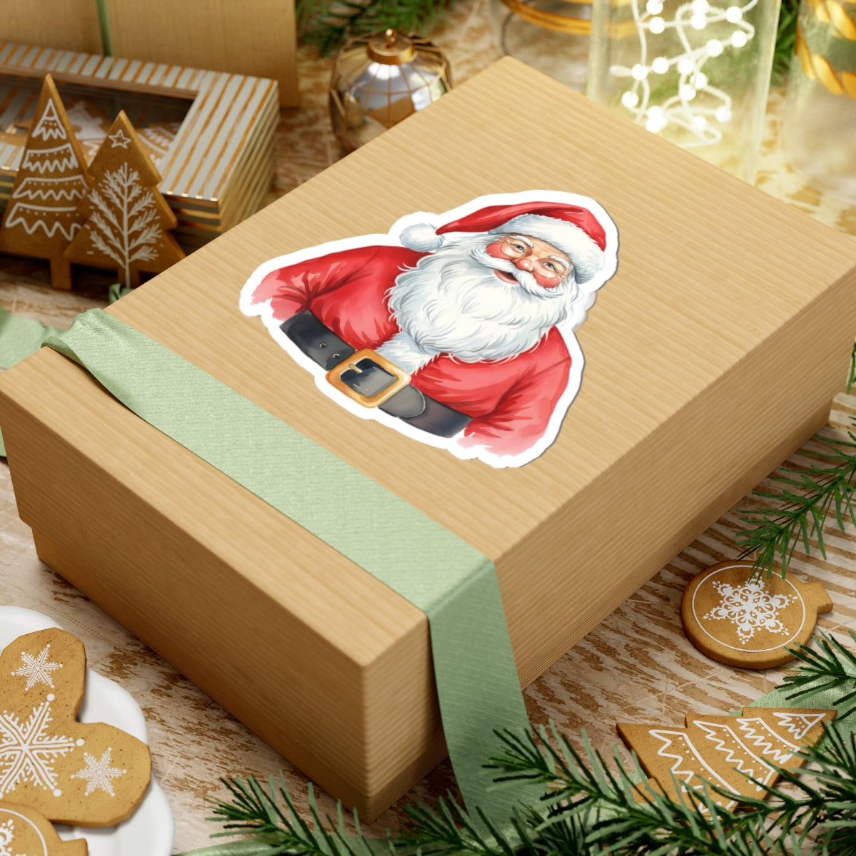 Santa Claus Kiss-Cut Sticker — Vintage Jolly Saint Nick Holiday Decal