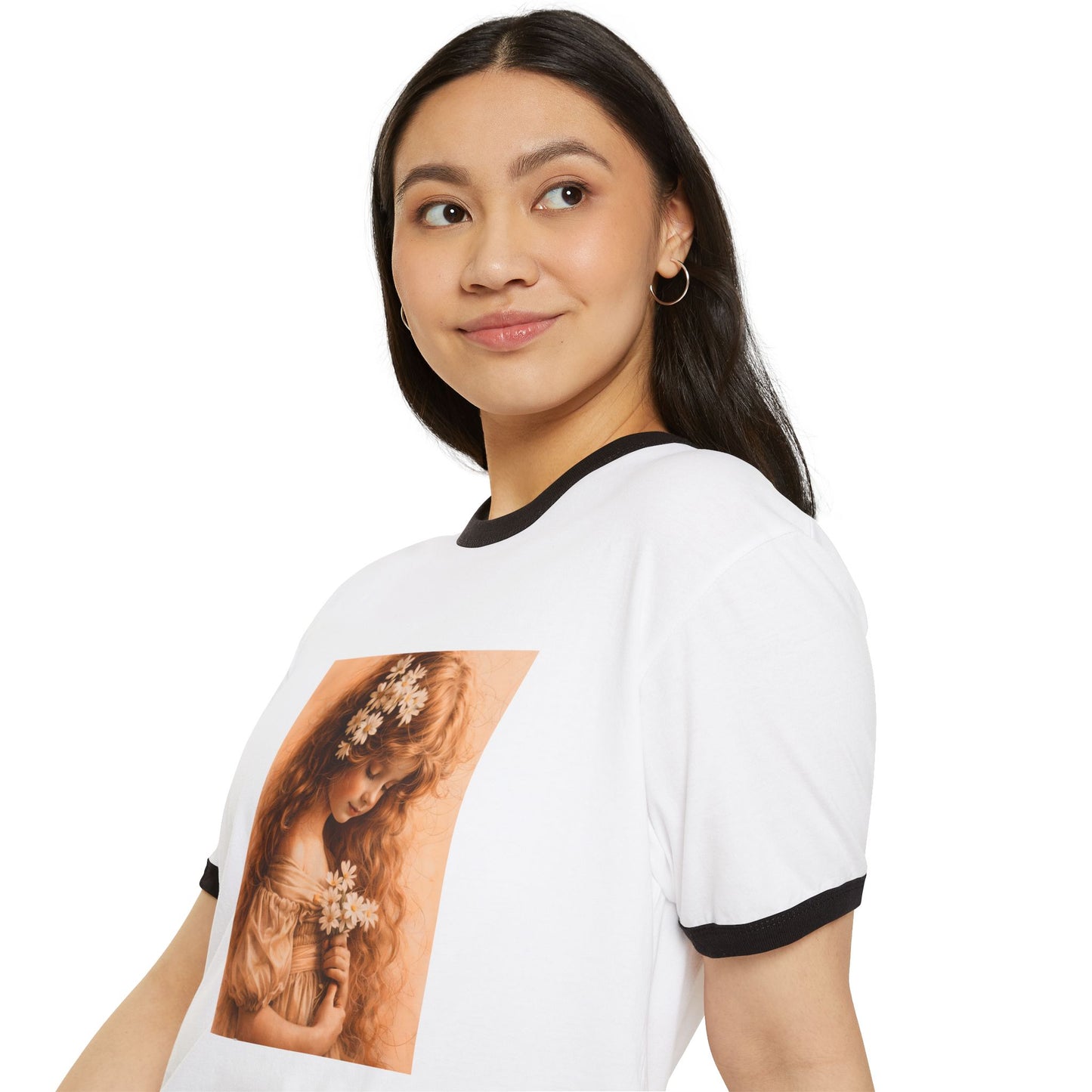 Vintage Floral Girl Ringer Tee