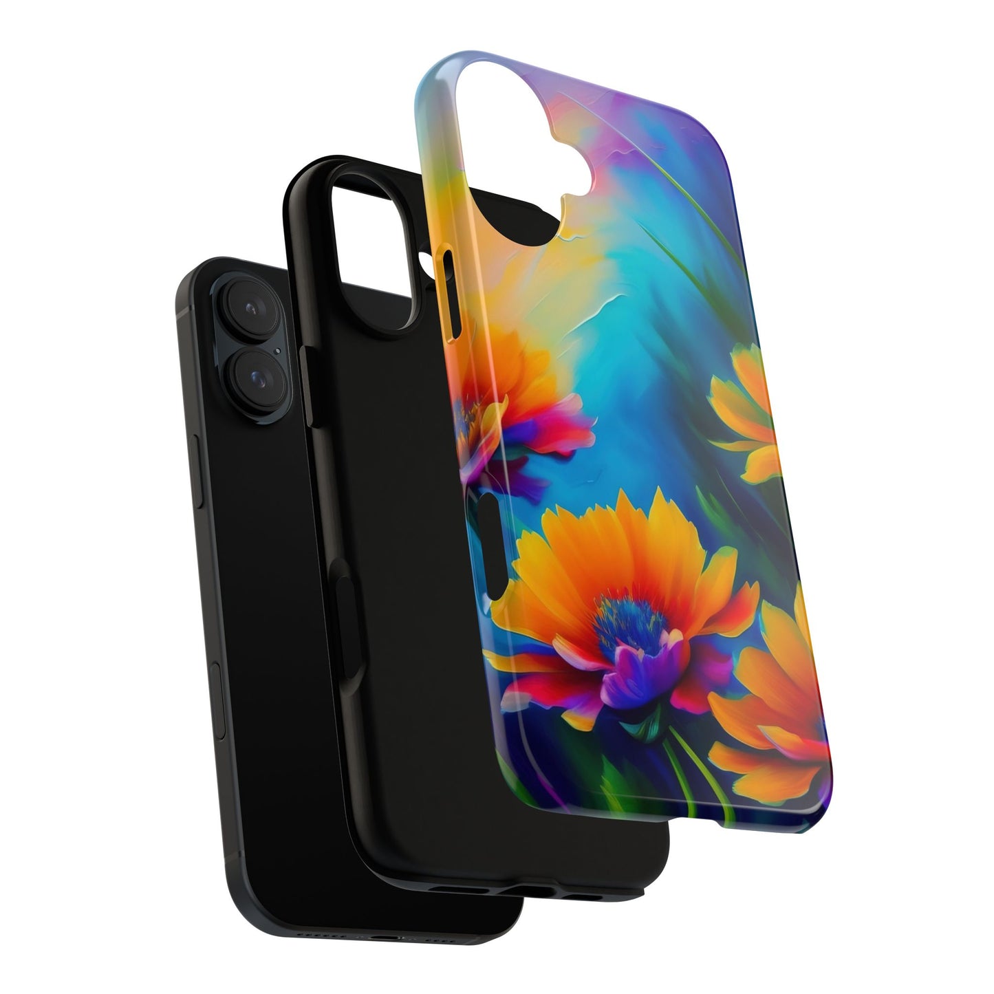 Floral Sunset Tough Phone Case — Vibrant Watercolor Flowers Protective Cover