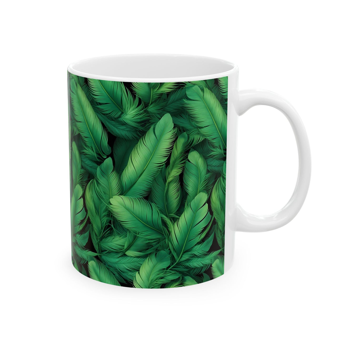 Green Leaves Ceramic Mug - Nature Lover Gift, Coffee Cup, Plant Decor, Eco-Friendly, Botanical Kitchenware