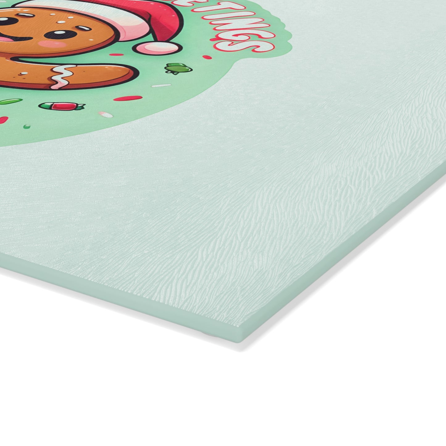 Glass Cutting Board – 'Sweet Greetings' Gingerbread Holiday Kitchen Board