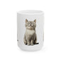 Smiling Grey Tabby Cat Ceramic Mug — Cute Cat Lover Coffee Cup (11oz & 15oz)