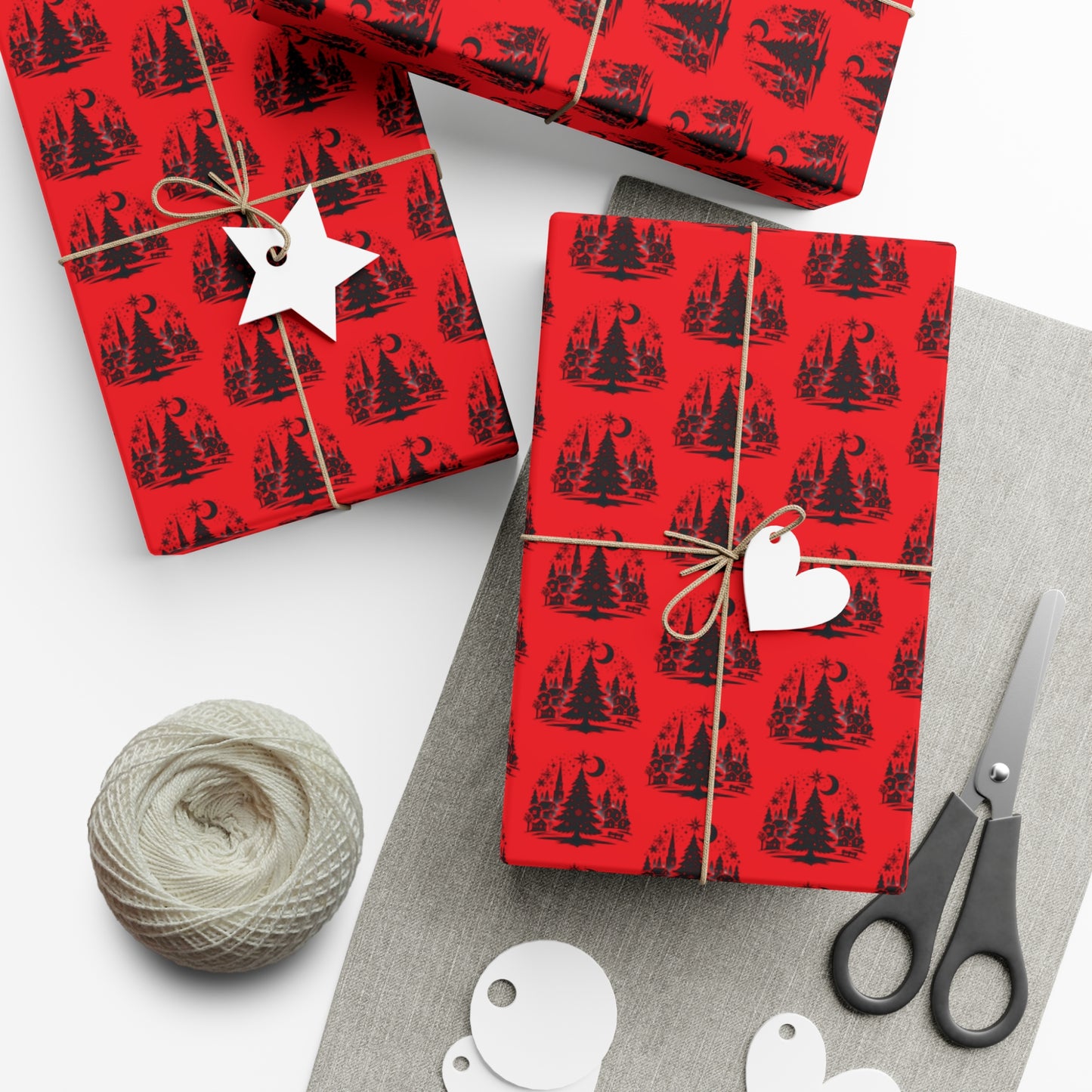 Festive Gift Wrap Papers, Red Patterned Wrapping Paper for Holidays, Birthdays, Special Occasions, DIY Gift Wrapping