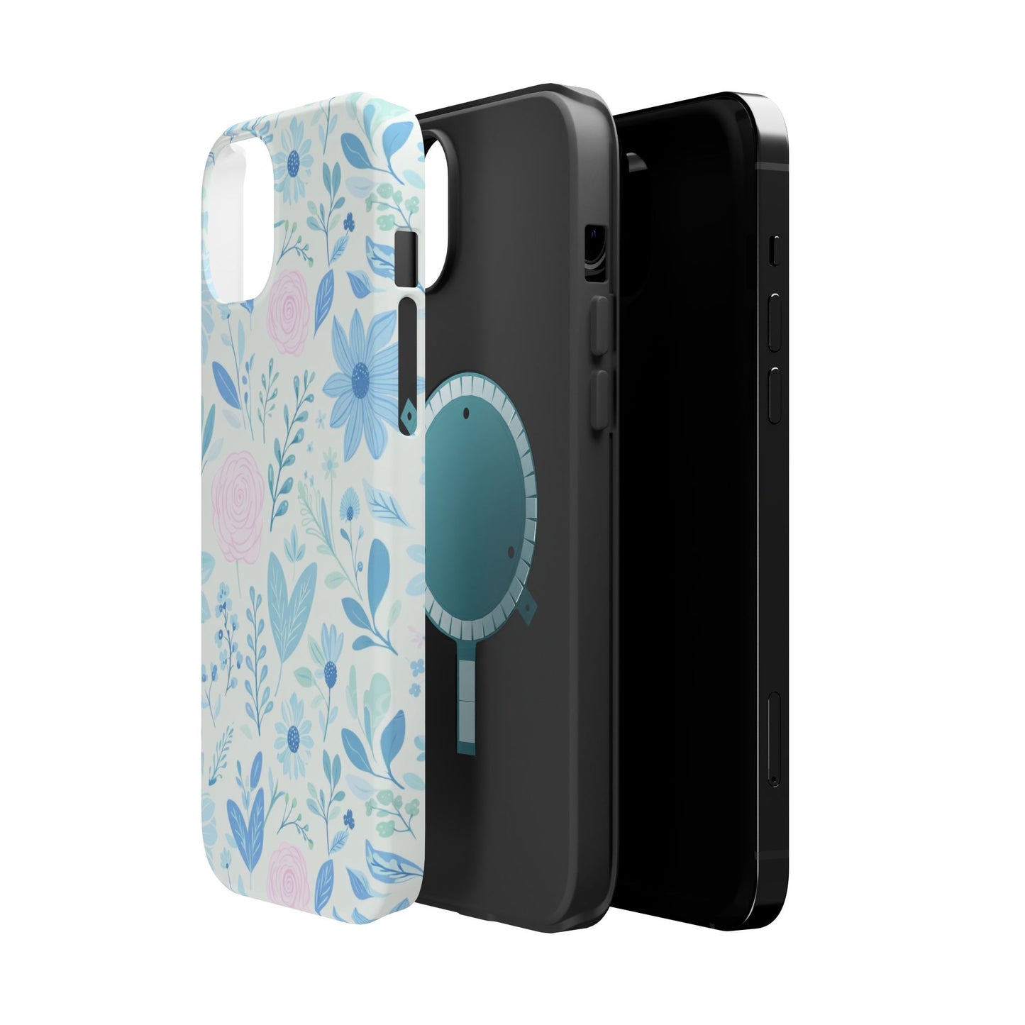 Floral Pastel Magnetic Impact Phone Case — Blue & Pink Botanical Design