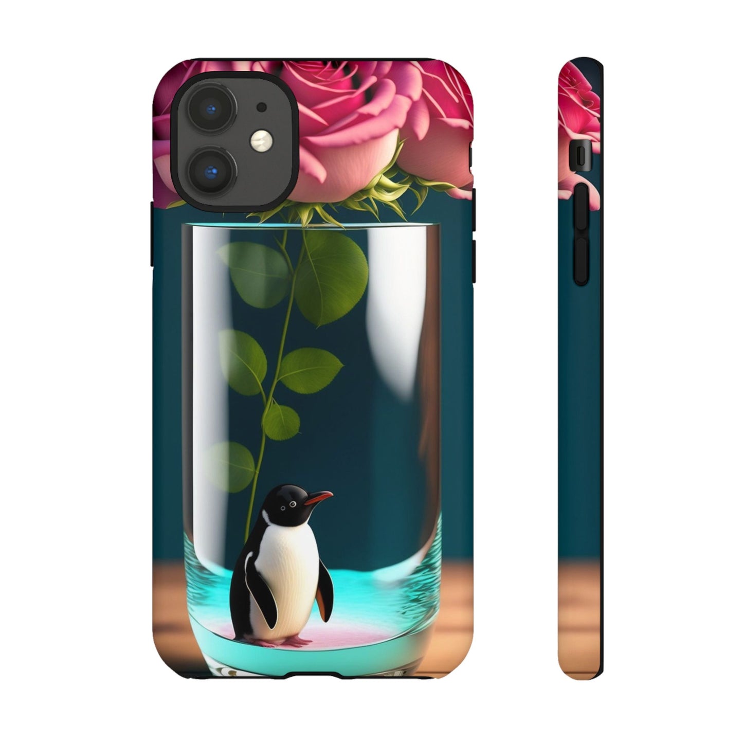 Penguin in a Glass Floral Tough Phone Case — Cute Protective Phone Cover
