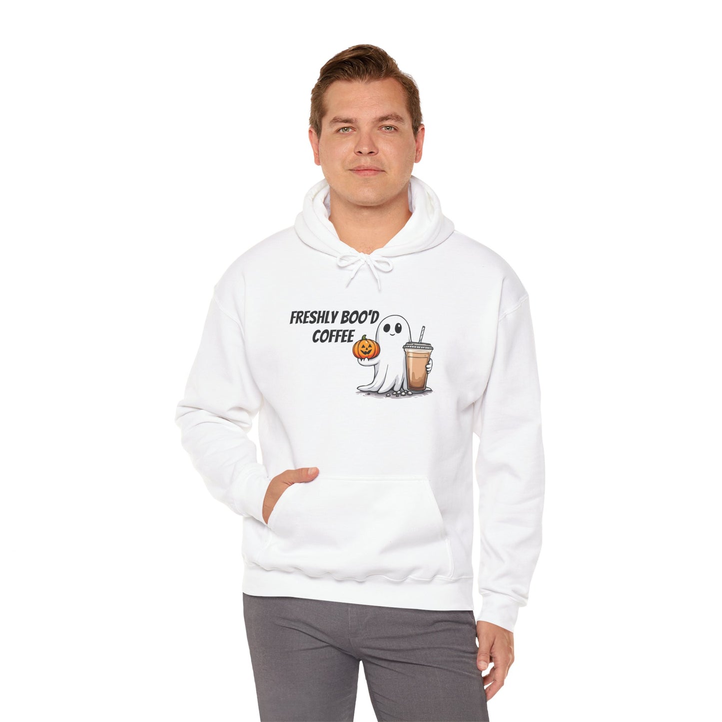 Ghostly Coffee Unisex Hoodie, Halloween Sweatshirt, Cute Fall Apparel, Cozy Casual Wear, Gift for Coffee Lovers, Fun Spooky Style