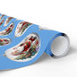Santa Ornament Pattern Wrapping Paper – Blue Christmas Gift Wrap Roll