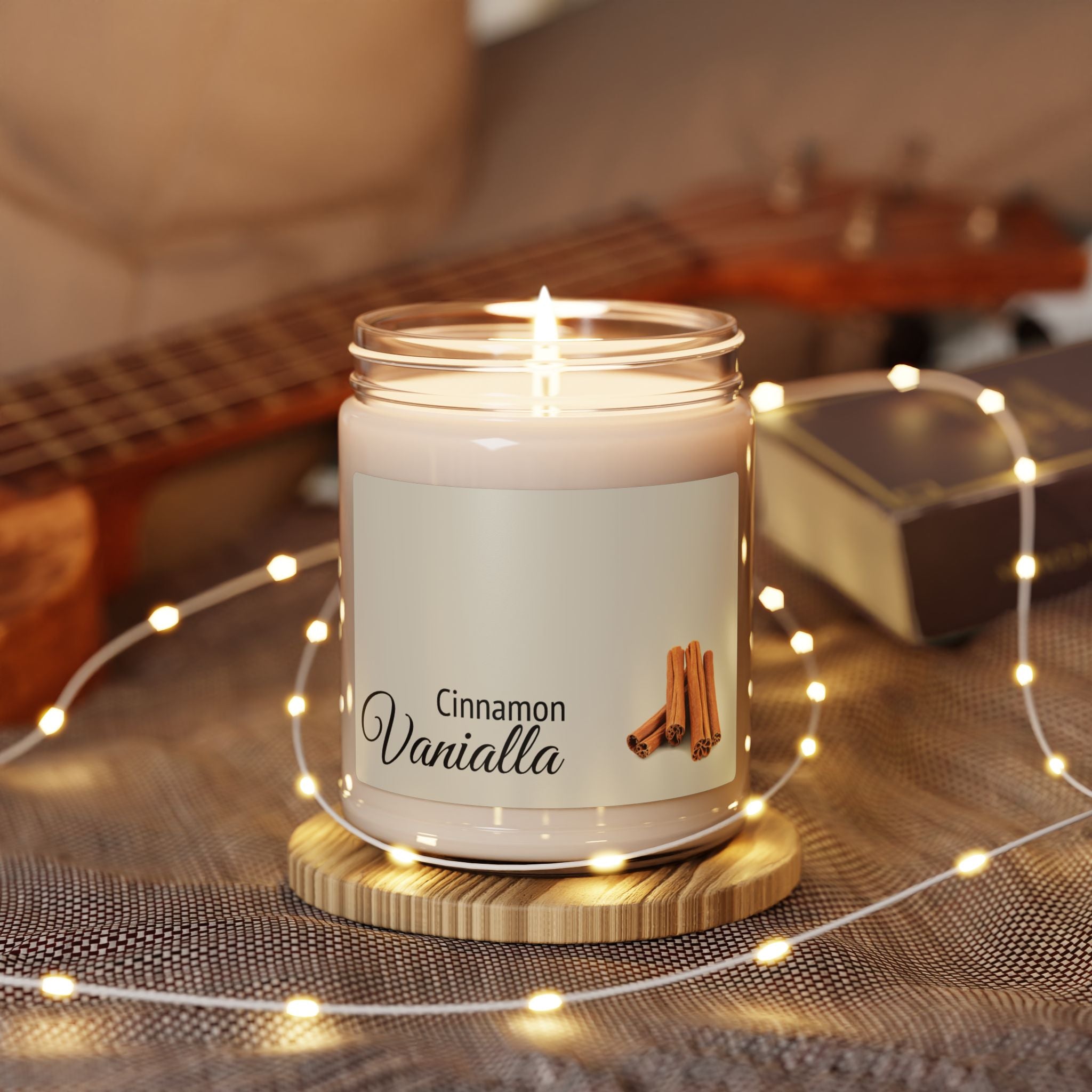 Cinnamon Vanilla Soy Candle — 9oz Scented Jar for Cozy Home & Gift
