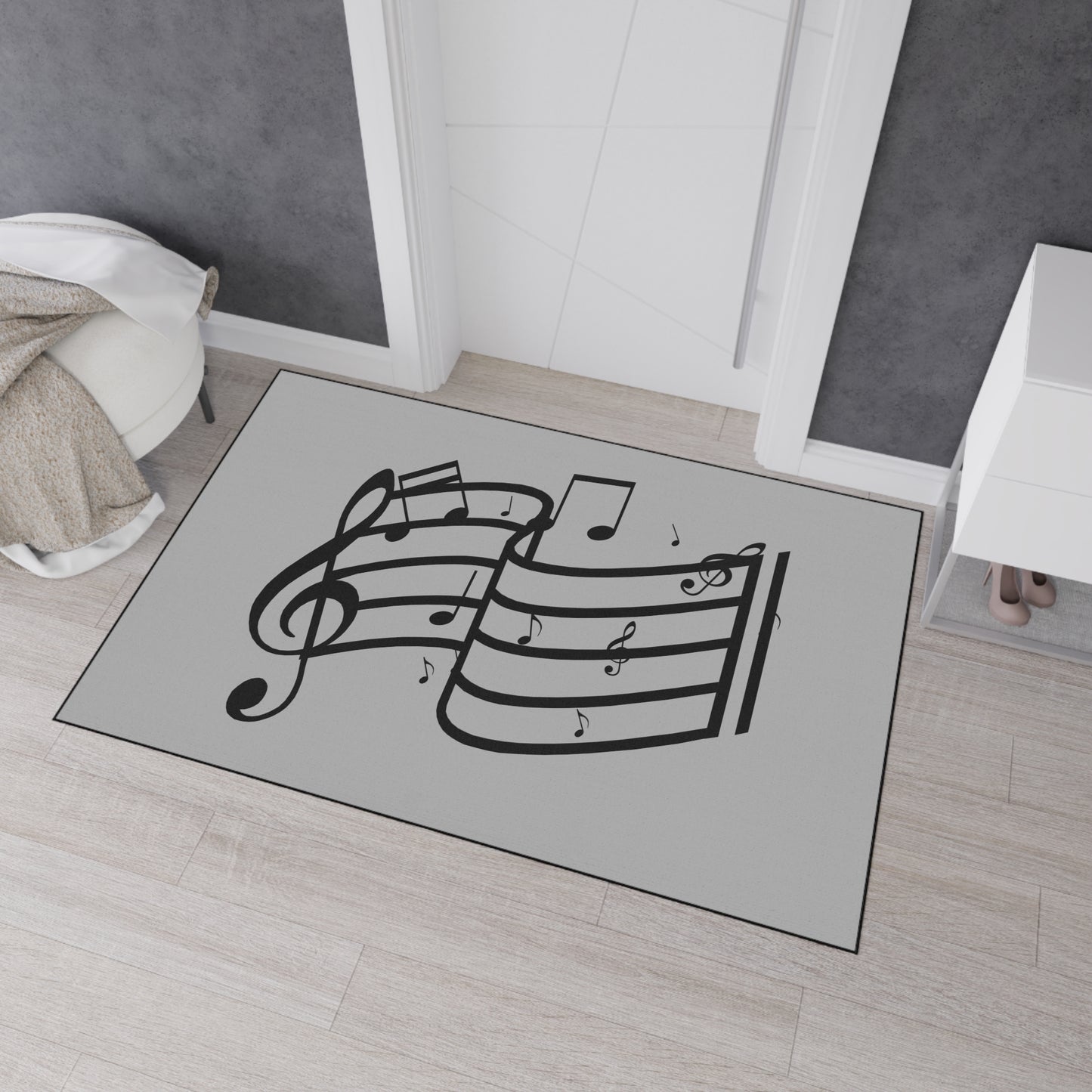 Musical Notes Heavy-Duty Floor Mat — Clef & Staff Design for Music Rooms