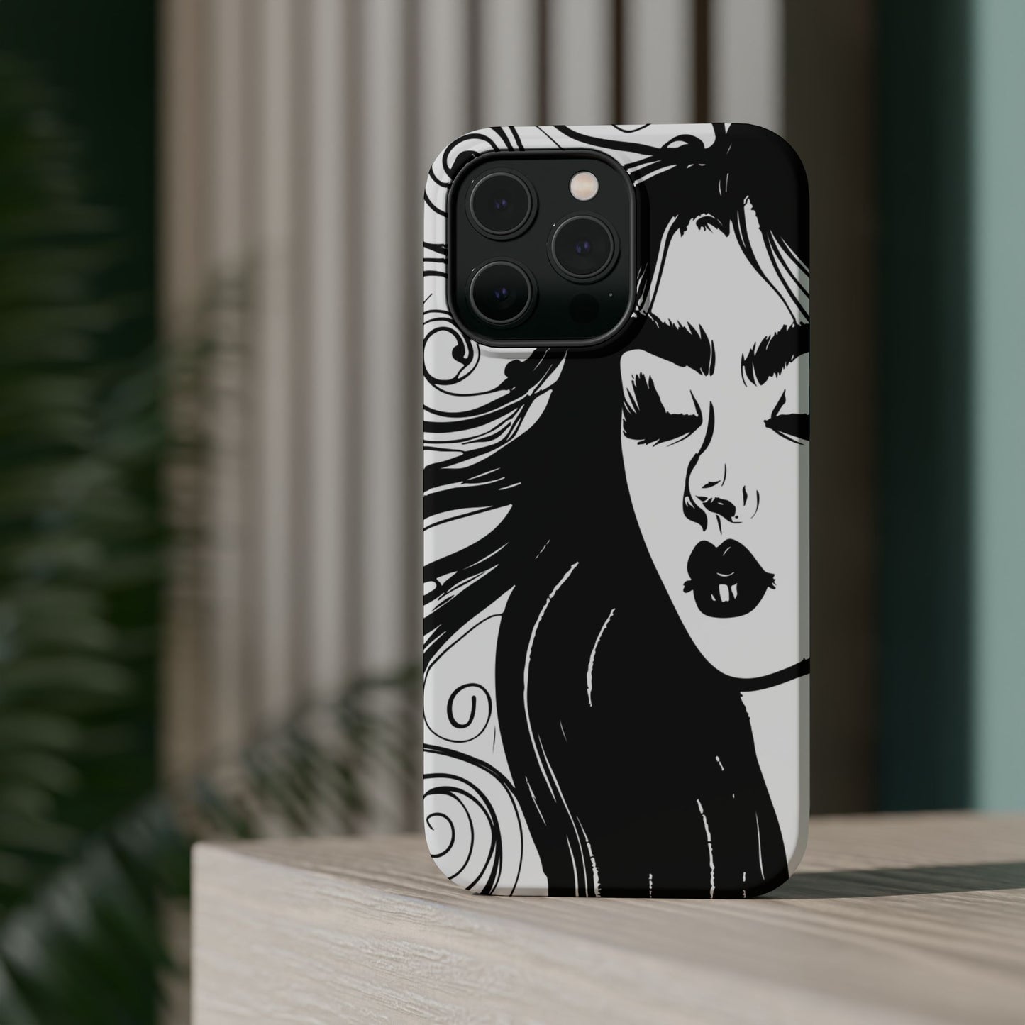 Artistic Black & White Portrait Phone Case — Magnetic Impact-Resistant