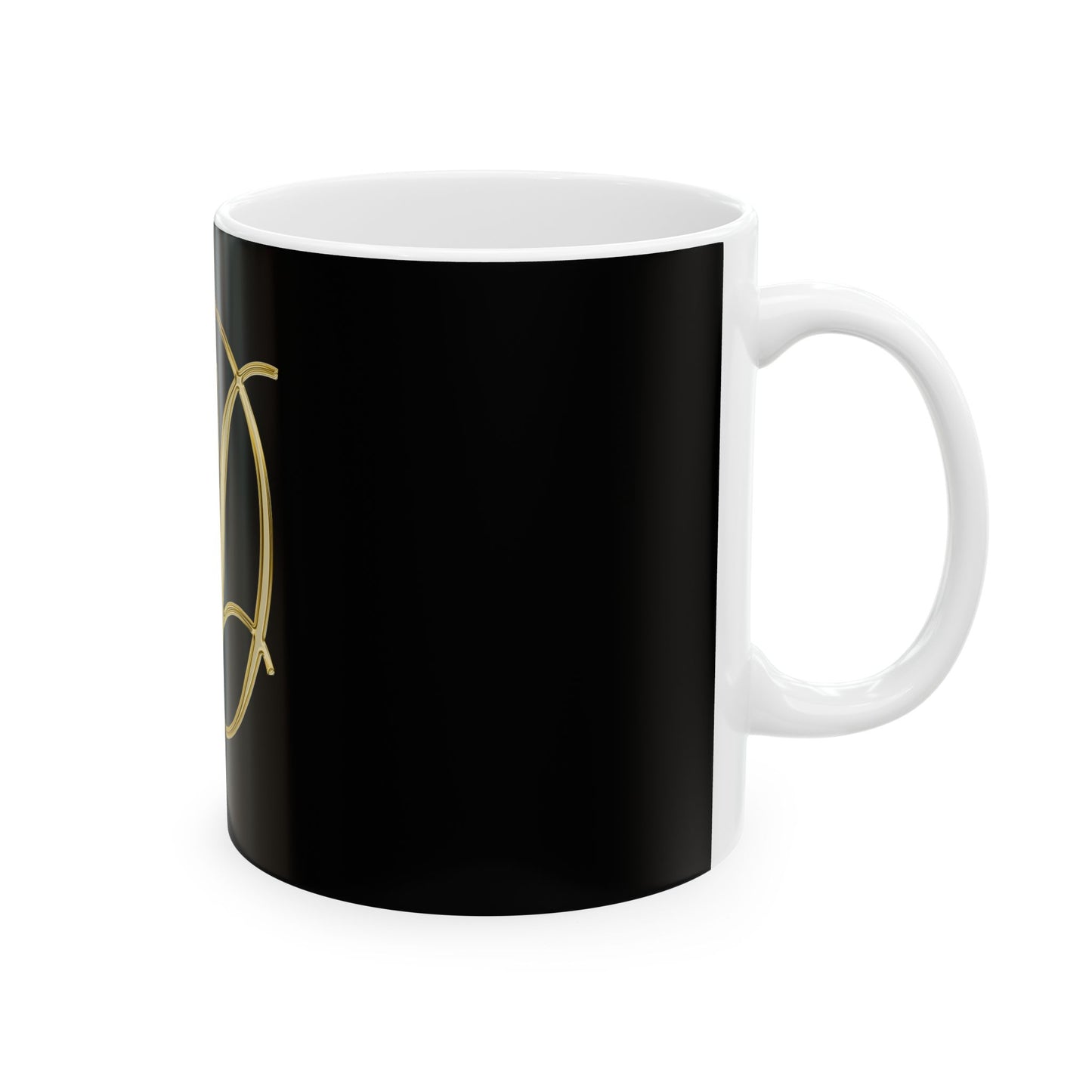 Monogram 'D' Gold Script Ceramic Mug — Elegant Initial Coffee Cup (11oz, 15oz)