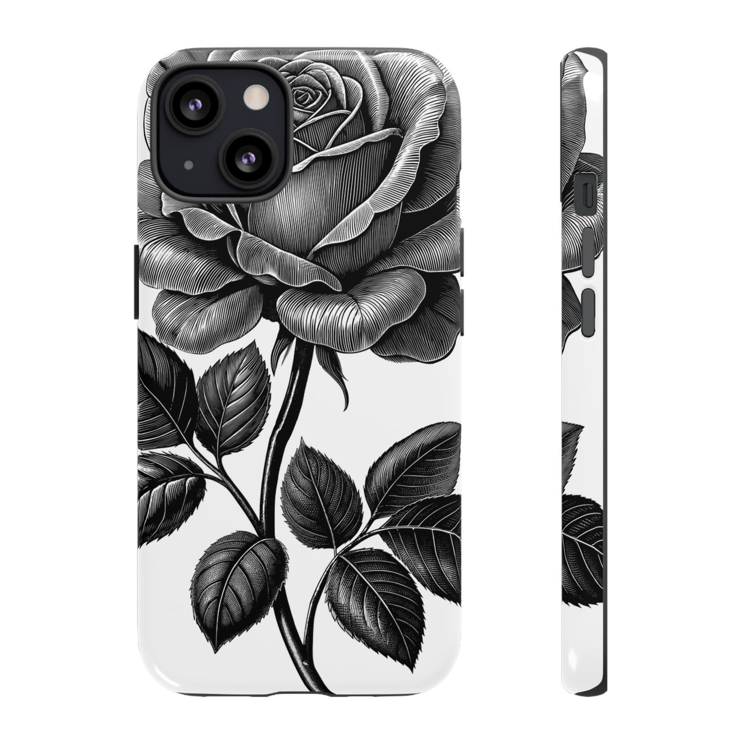 Elegant Floral Phone Case - Tough Cases, Black Rose Design, Floral Phone Cover, Stylish Phone Accessory, Gift for Her, Mother's Day