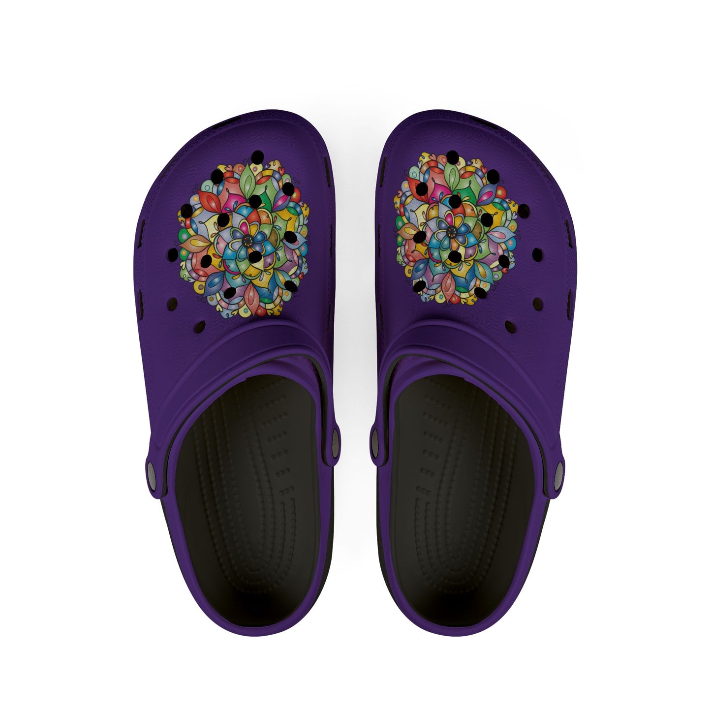 Purple Foam Clogs with Colorful Gem Heart — EVA Slip-On Shoes