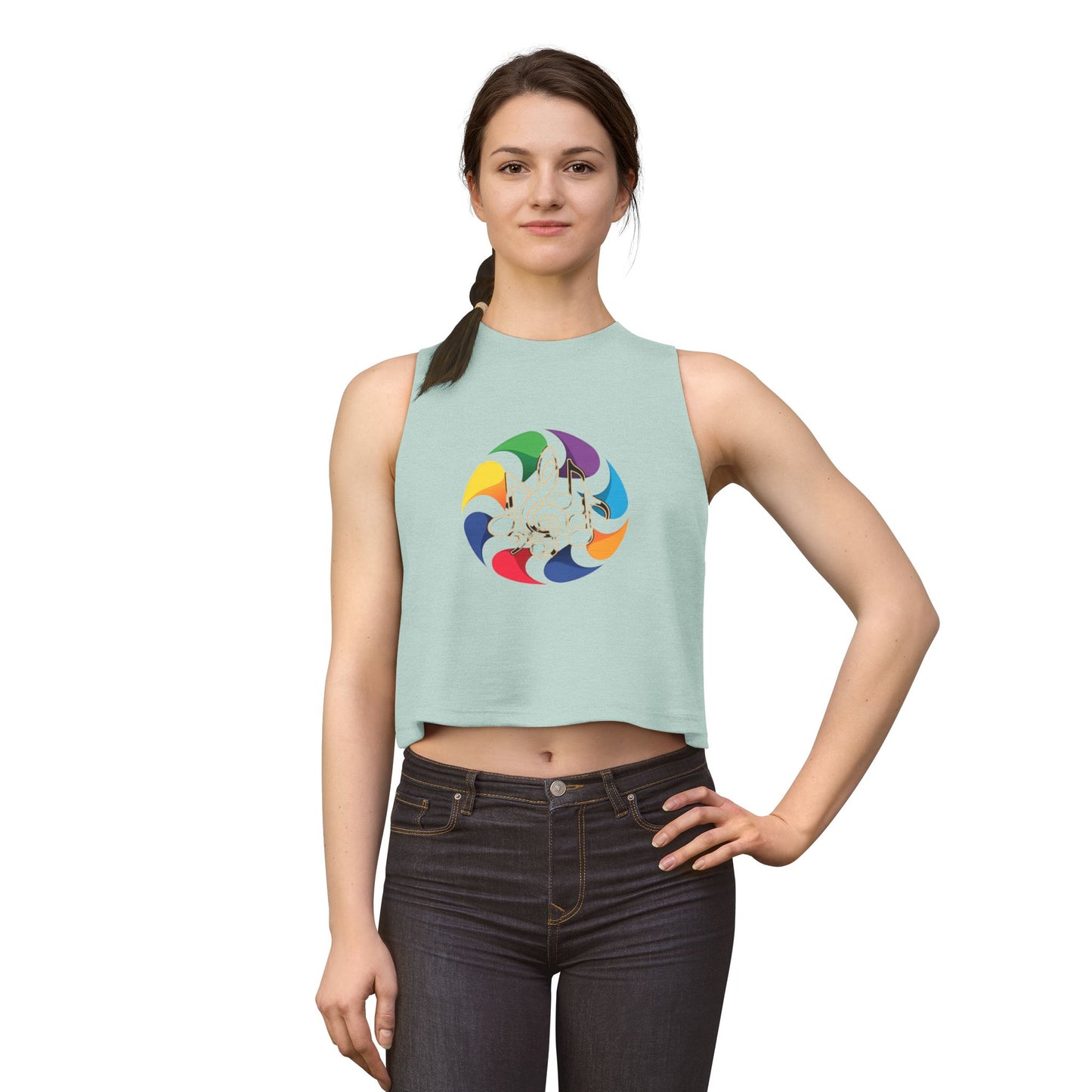 Music Note Mandala Crop Top – Colorful Boho Festival Tank