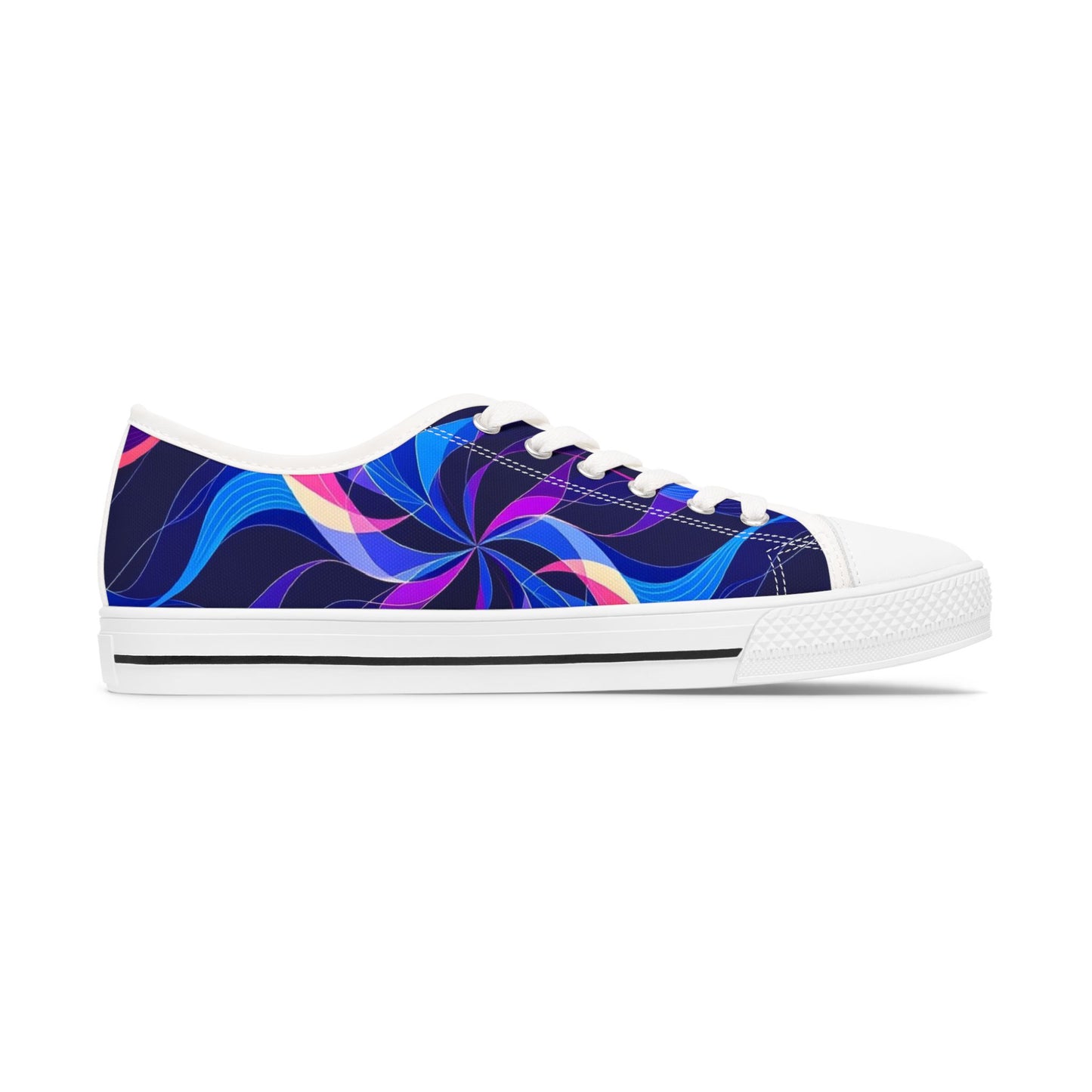 Women's Low Top Sneakers — Blue Purple Swirl Graphic Casual Shoes