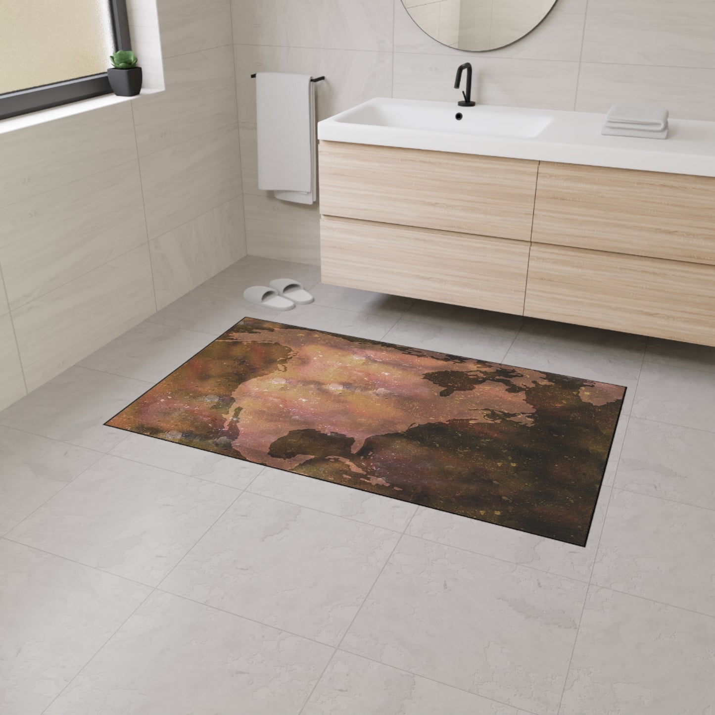 World Map Floor Mat — Rustic Watercolor Earth Doormat