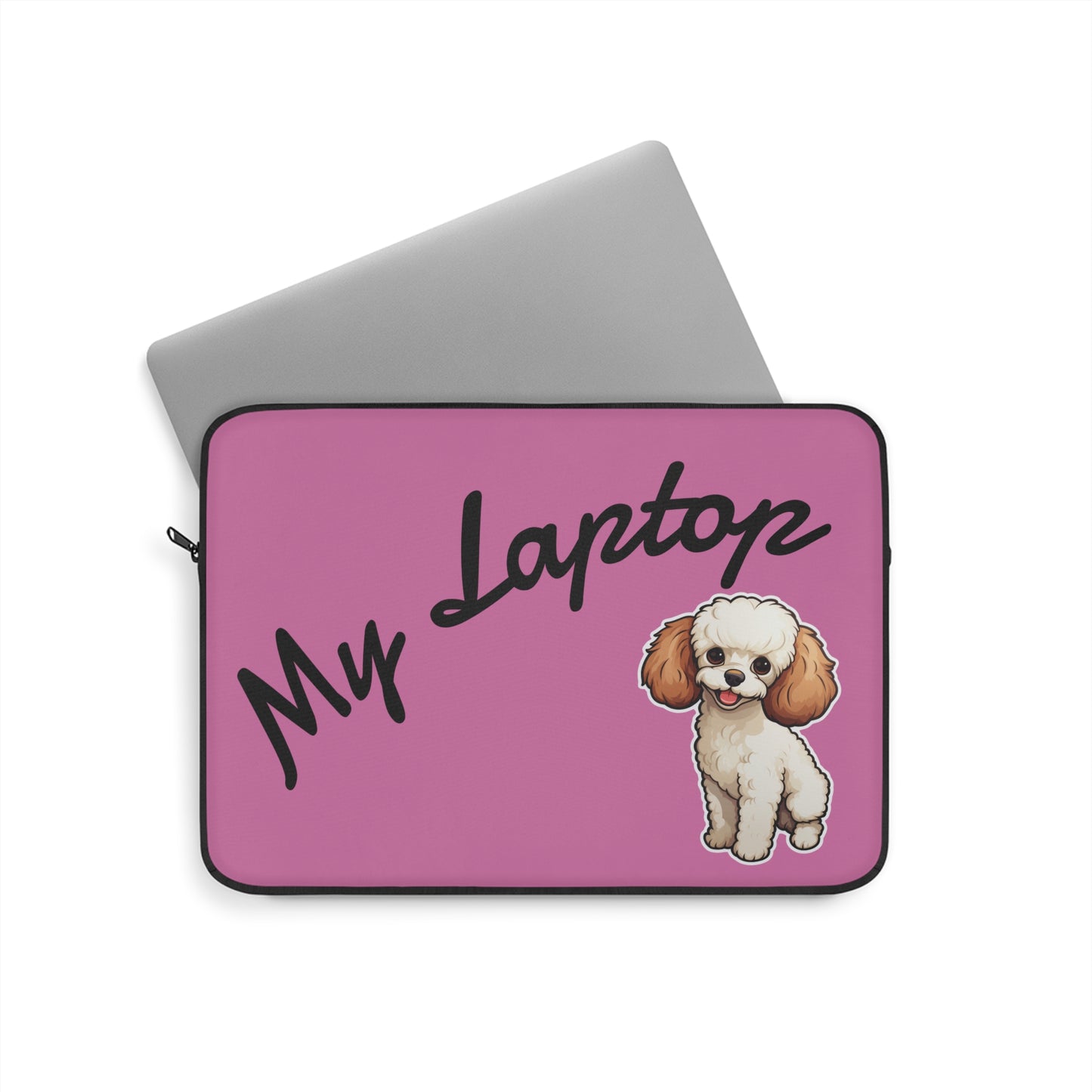 Cute Dog Laptop Sleeve, Pet Lover Gift, Personalized Laptop Case, Pink Sleeve for Students, Funny Laptop Accessory