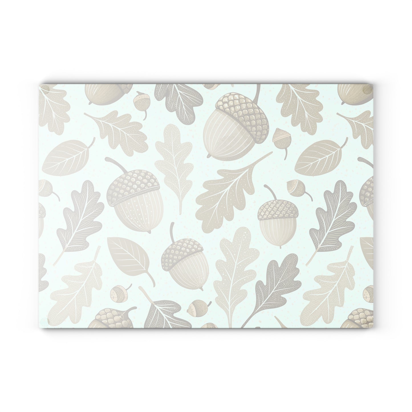 Acorn & Oak Leaves Glass Cutting Board — Autumn Kitchen Decor