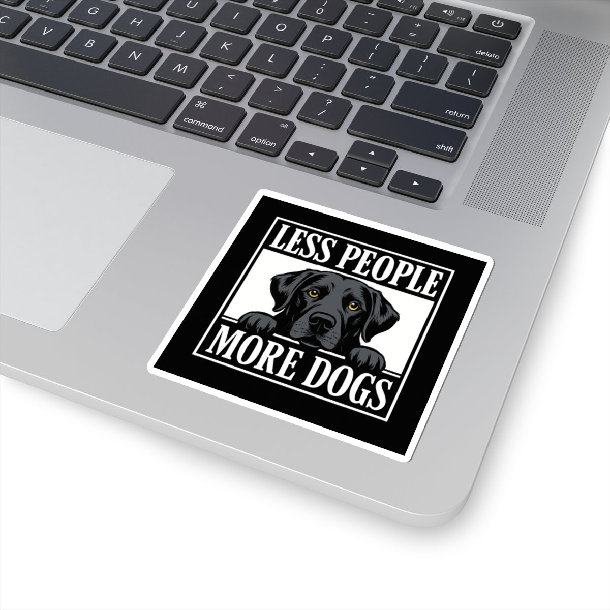 Less People More Dogs Sticker — Black Labrador Kiss-Cut Vinyl Decal