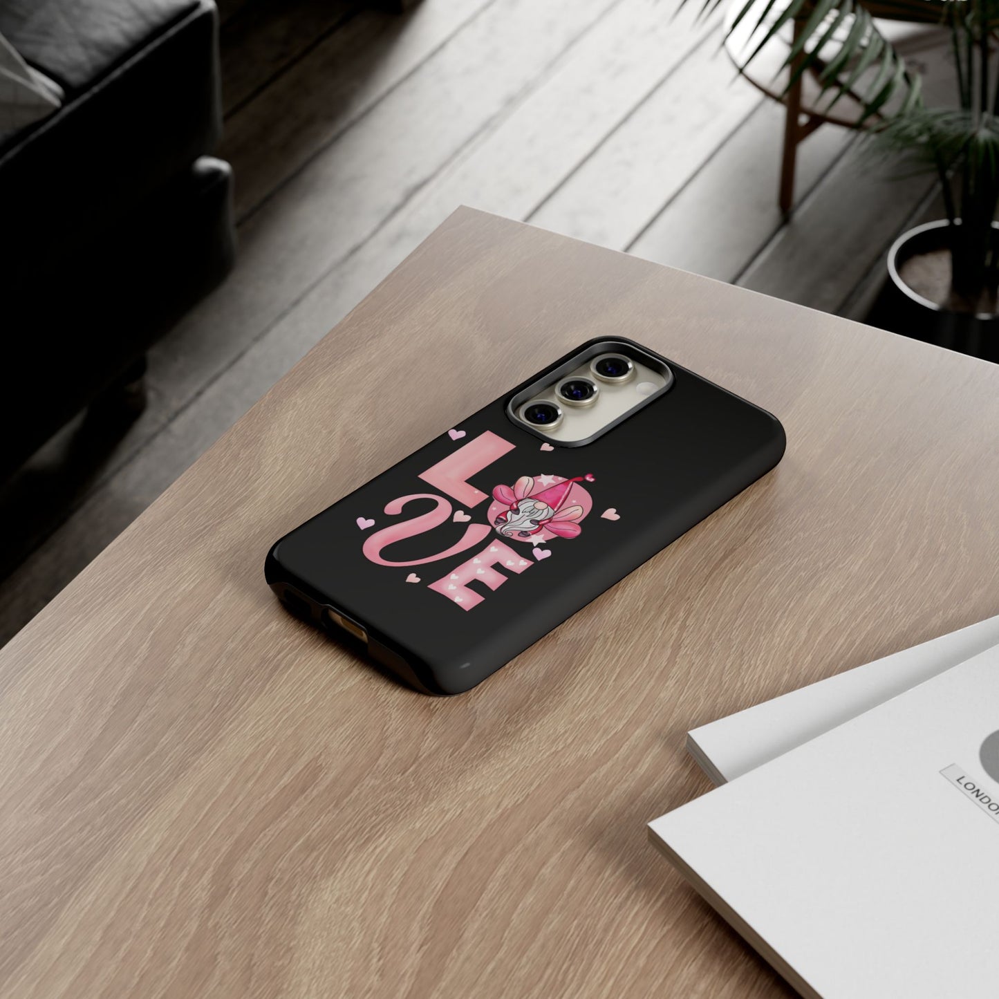 Love Gnome Phone Case — Cute Pink Heart Valentines Protective Case